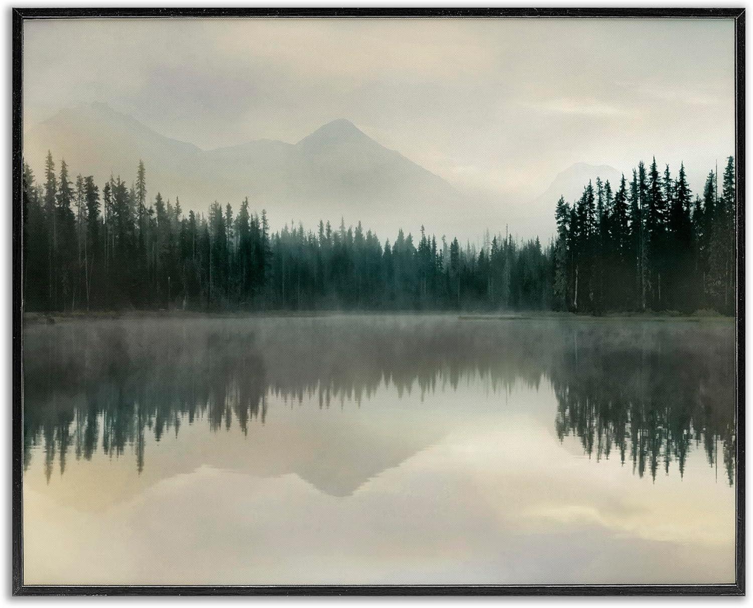 Stupell Industries Foggy Lake Forest Landscape Soft Nature Water Reflection