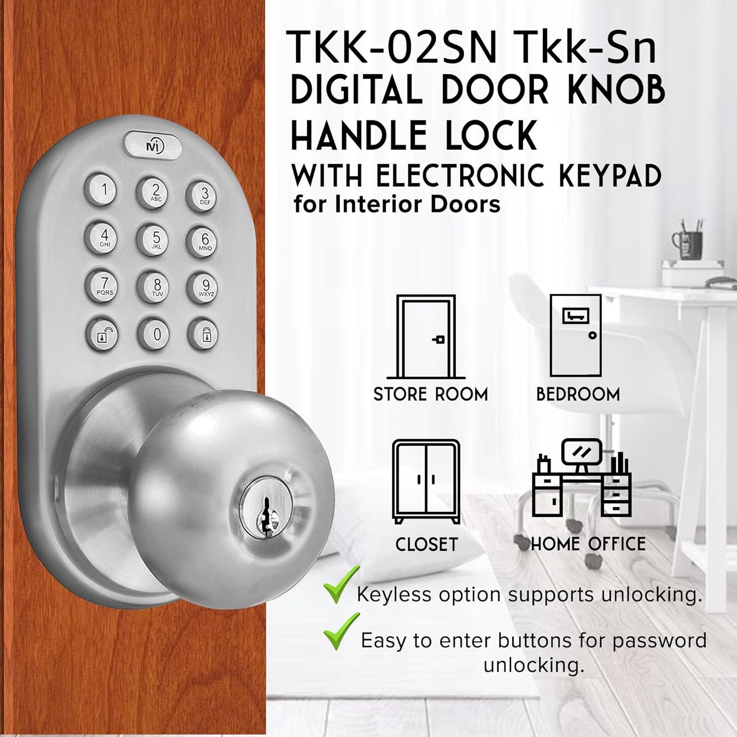 Satin Nickel Electronic Keypad Entry Door Knob