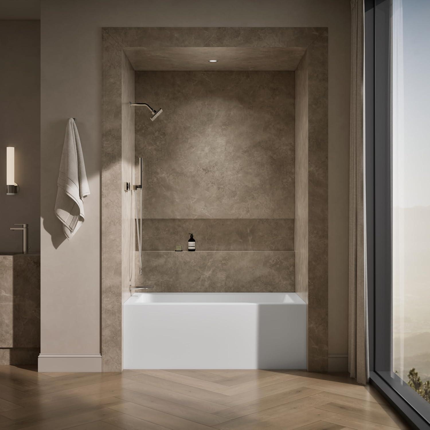 Underscore 60" x 32" Rectangular Alcove Soaking Bathtub with Integral Apron