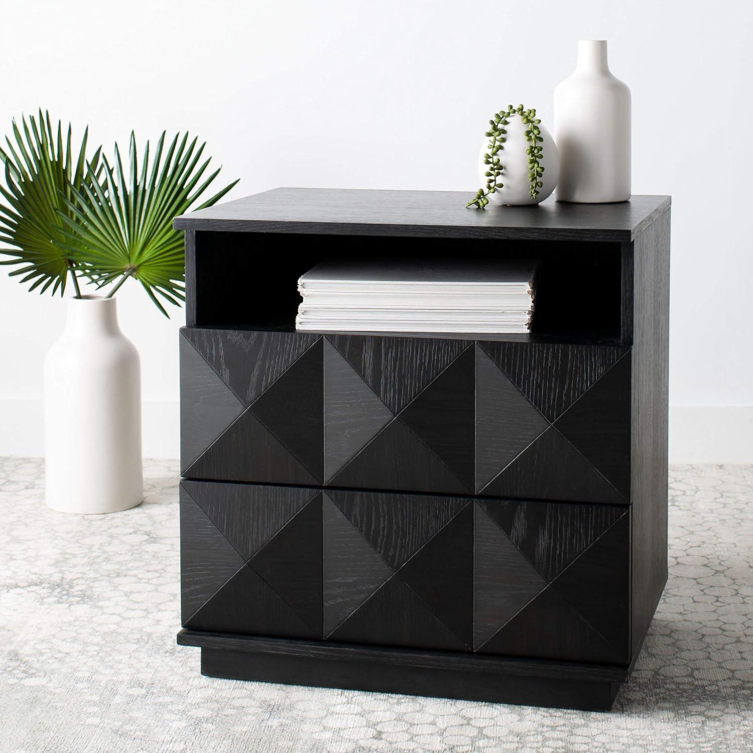 Patty 2 Drawer Nightstand - Black - Safavieh.