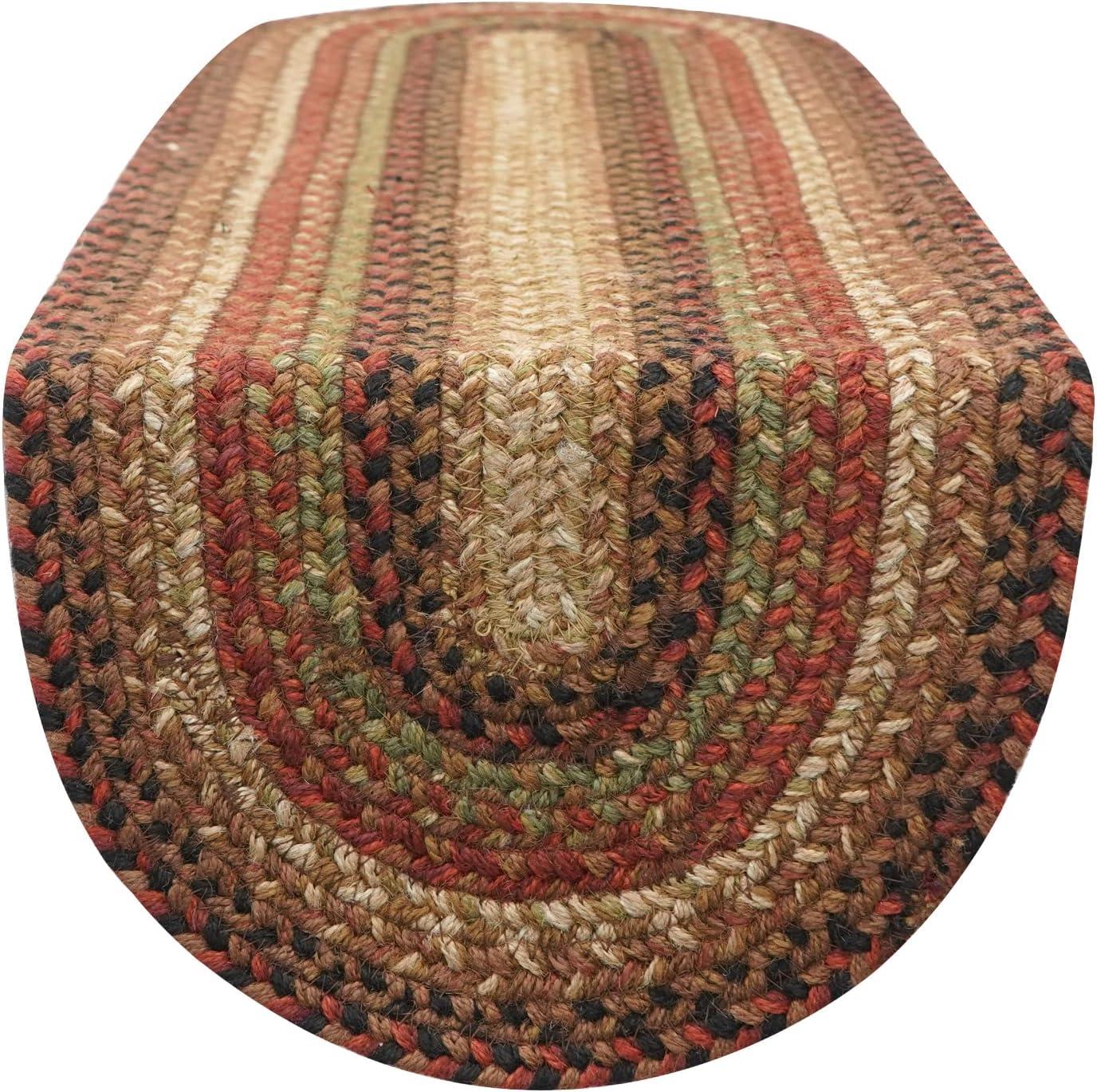 Gingerbread Multicolor Jute Braided Oval Table Runner 11x36 Inches