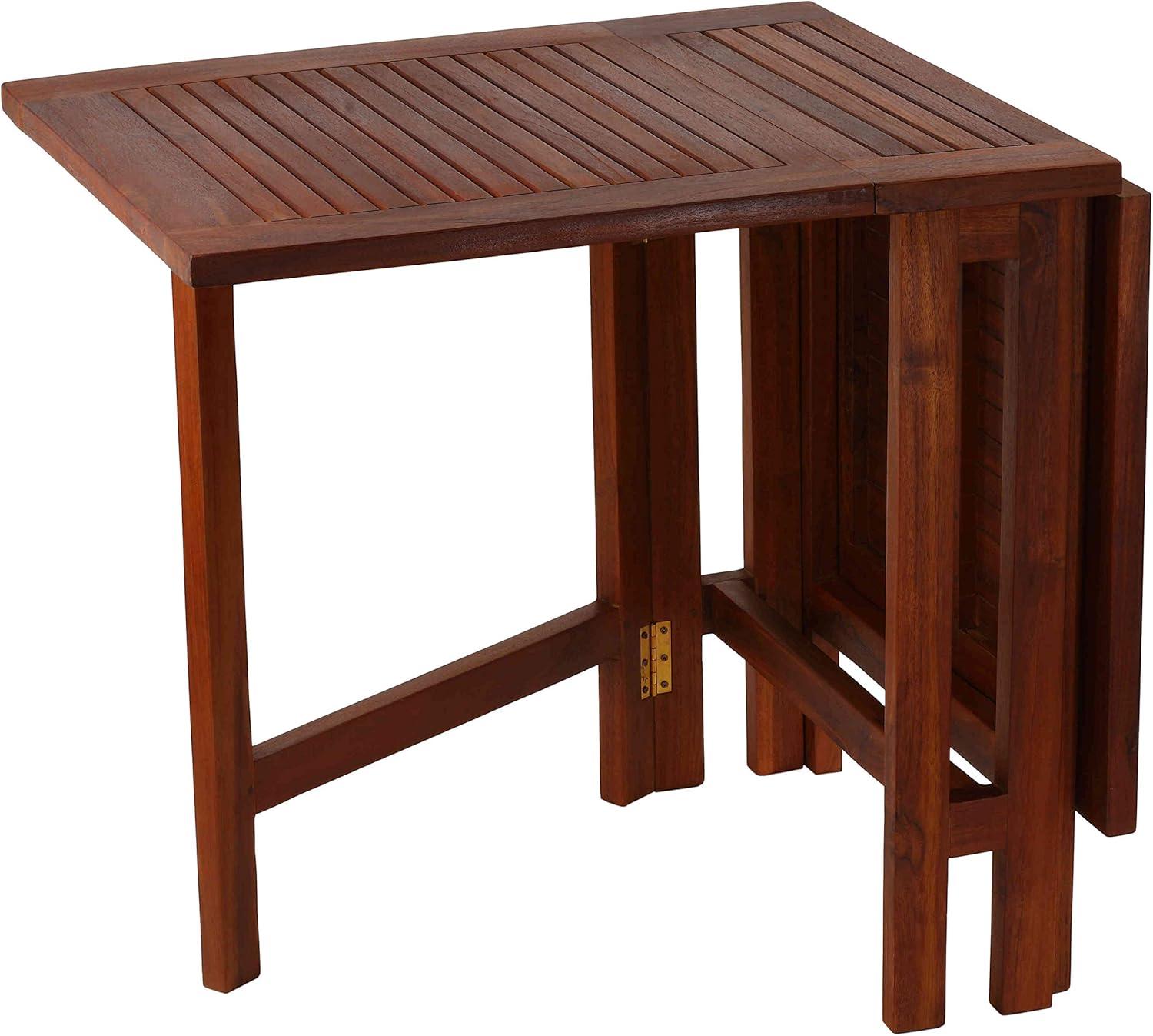 Bare Decor Emery Double Leaf Butterfly Folding Dining Table, Teak