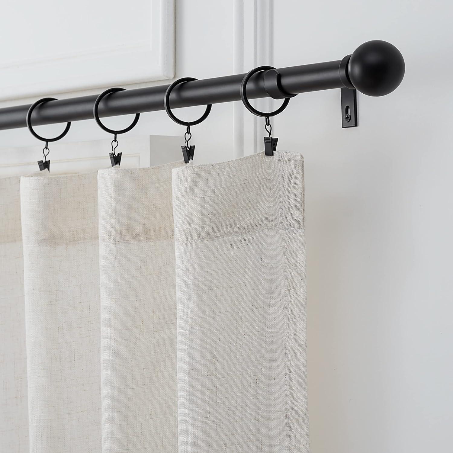 Mode Premium Collection 1 Diameter Curtain Rod Set with Modern Ball Finials and Steel Wall Mounted Adjustable Rod