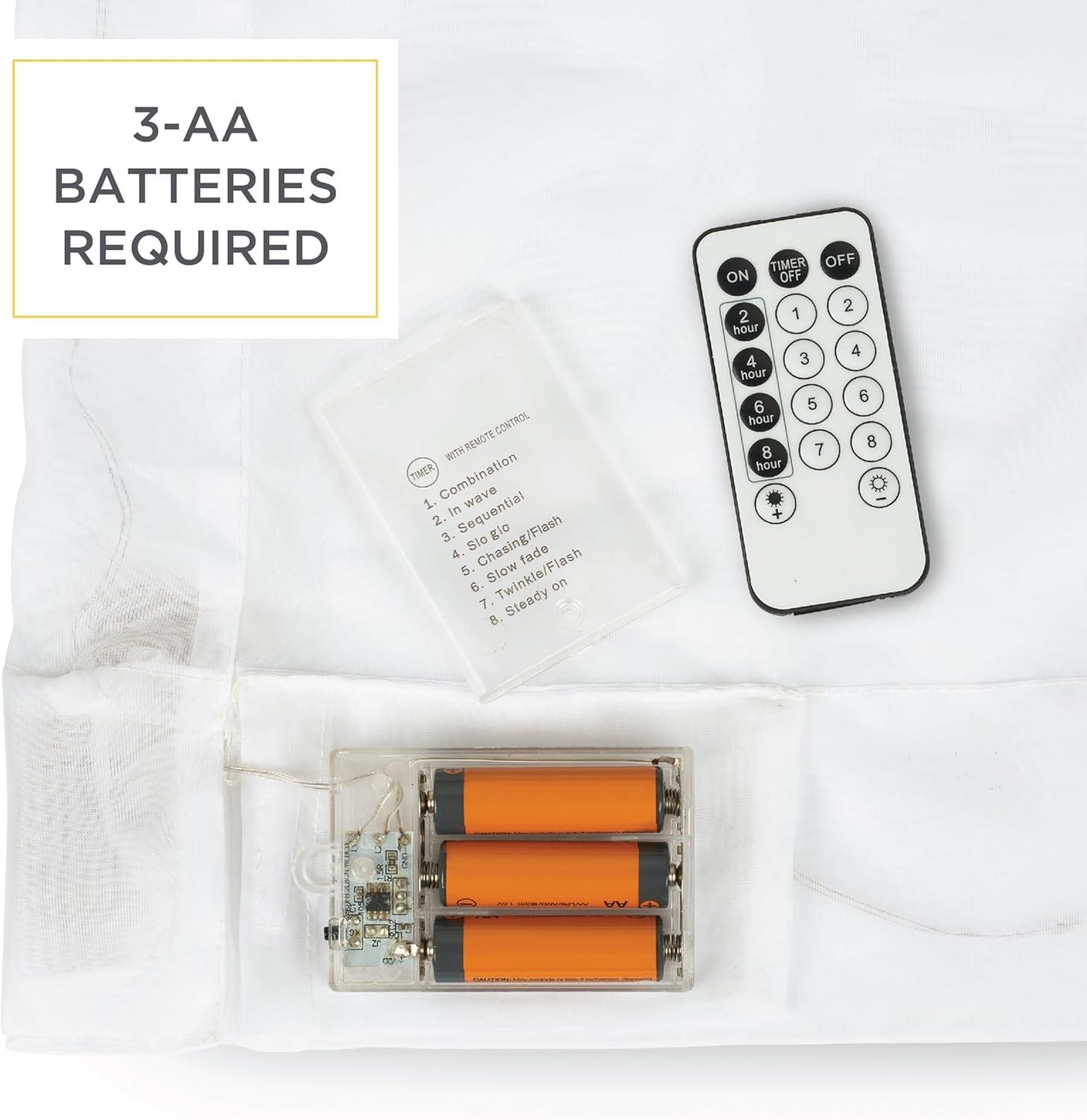 Eclipse Starlight Light Up Sheer Hookless Grommet Curtain, Curtain Lights with Remote Control, Bedroom Curtain, Room Divider or Outdoor Patio, 1 Panel, 63 in Long x 52 in Wide Curtain, Purple