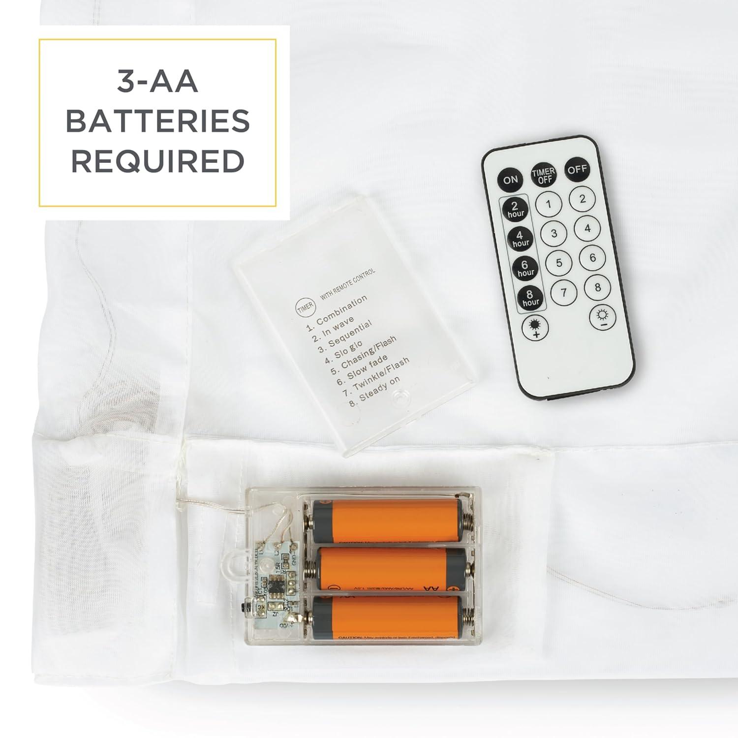 Eclipse Starlight Light Up Sheer Hookless Grommet Curtain, Curtain Lights with Remote Control, Bedroom Curtain, Room Divider or Outdoor Patio, 1 Panel, 63 in Long x 52 in Wide Curtain, Purple