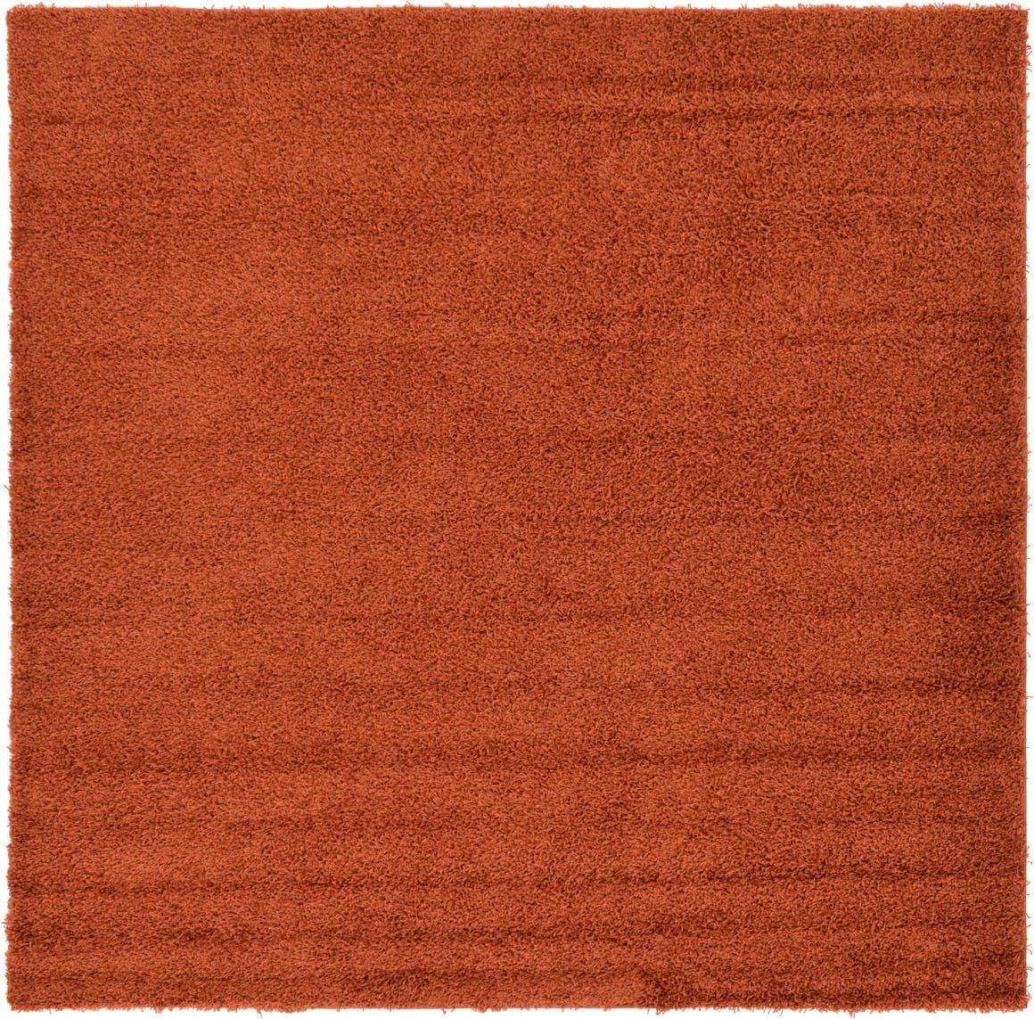 Unique Loom 8' 0 x 8' 0 Square Solid Shag Terracotta Area Rug