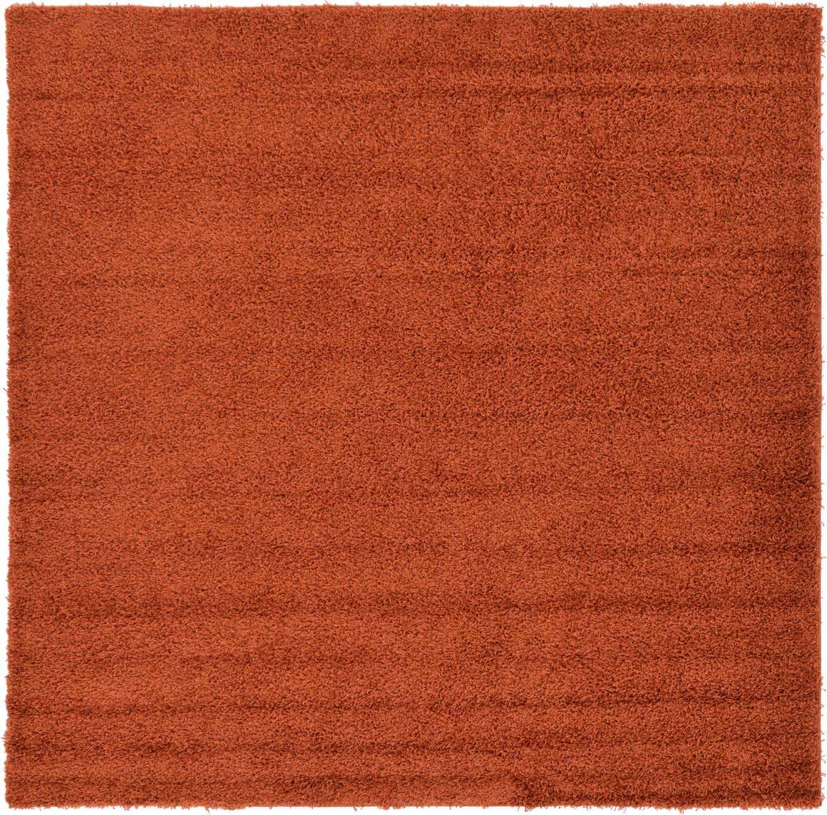 Unique Loom 8' 0 x 8' 0 Square Solid Shag Terracotta Area Rug