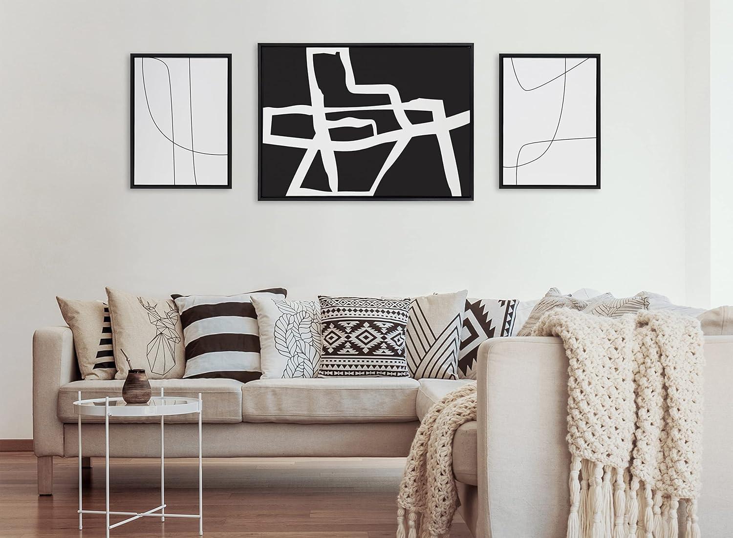 Sophisticated Abstract Black and White Canvas Print, 28x38