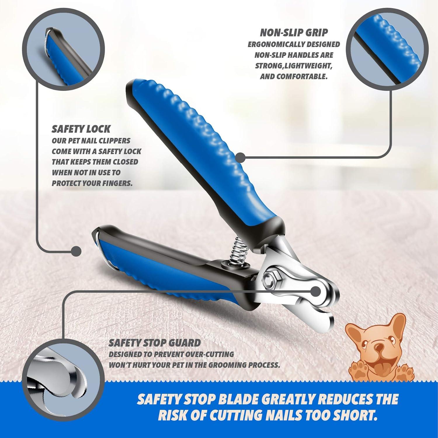 Blue Self-Cleaning Rubber Bristle Dog Comb with Metal Handle