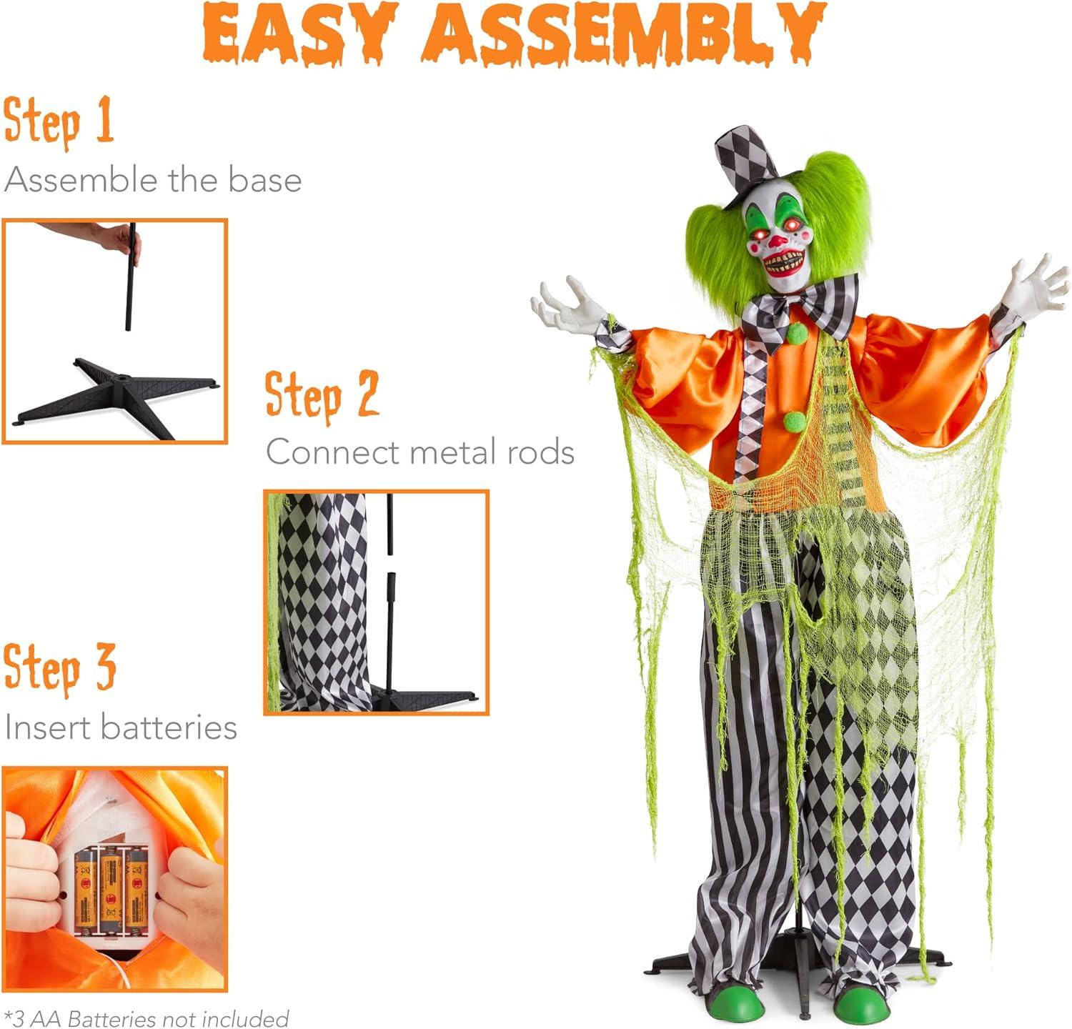 Best Choice Products Funhouse Freddy The Motion Activated Animatronic Killer Clown Halloween Prop w/ Pre-Recorded Lines