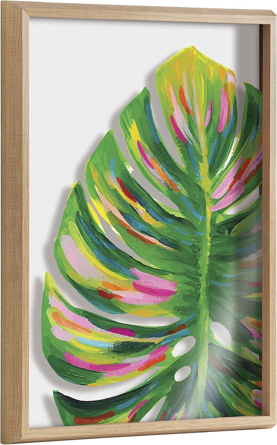 18" x 24" Blake Monstera Framed Printed Glass by Jessi Raulet - Kate & Laurel: Tropical Wall Decor, Vertical Display