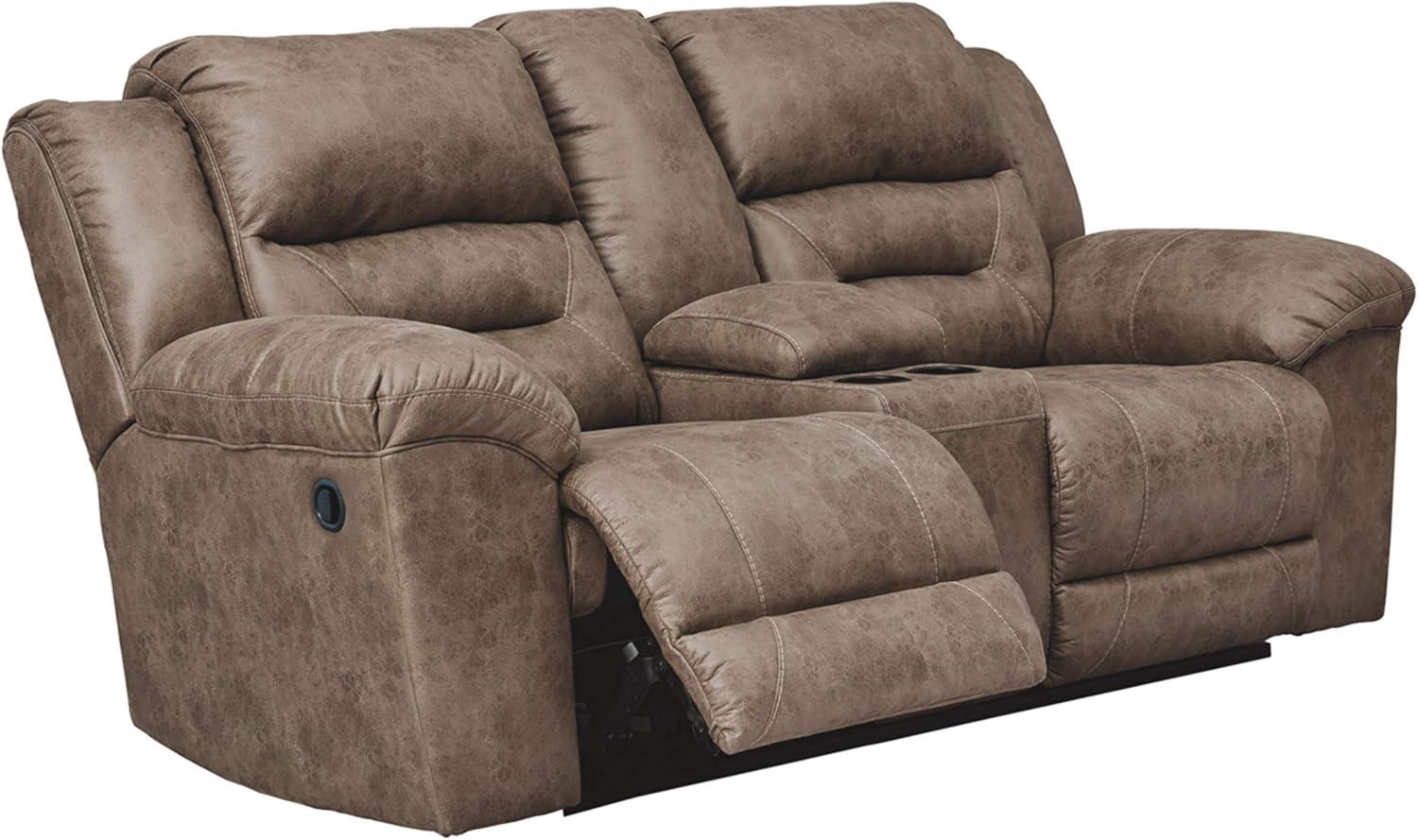 Fossil Faux Leather Reclining Loveseat with Pillow Back