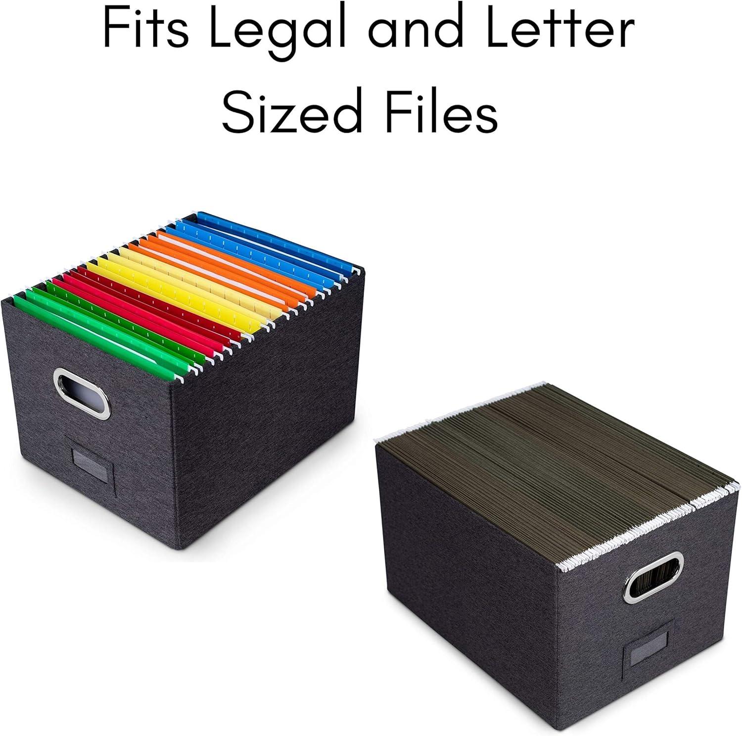 Internet's Best Collapsible File Box Storage Organizer with Lid - 1 Pack - Charcoal