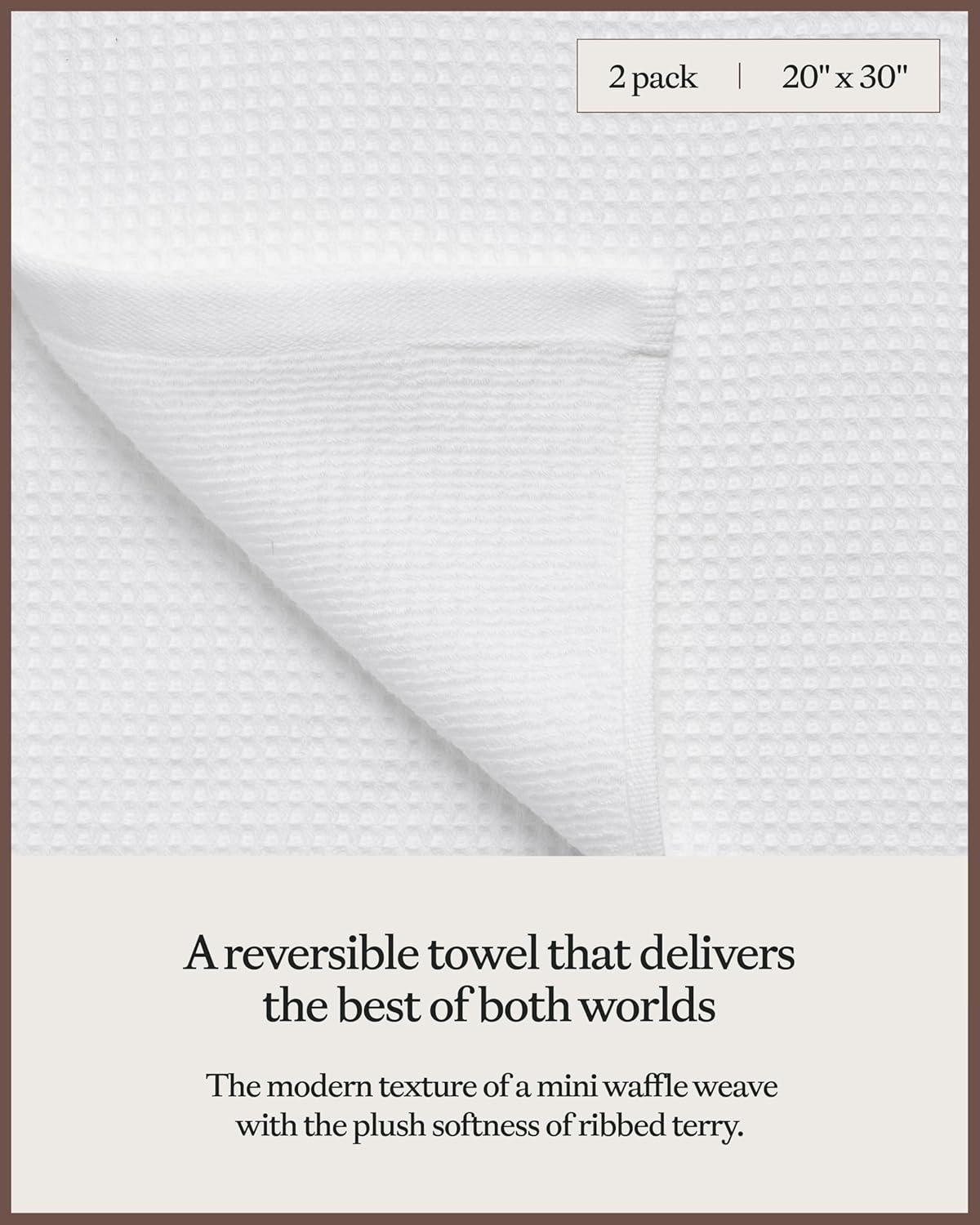 White Bamboo Cotton Waffle Hand Towels Set