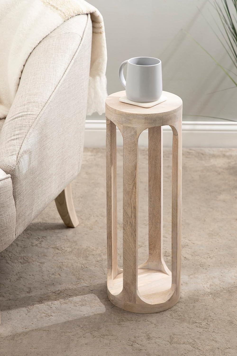 Kate and Laurel Dahl Round Wood Drink Table, 8x8x23, White