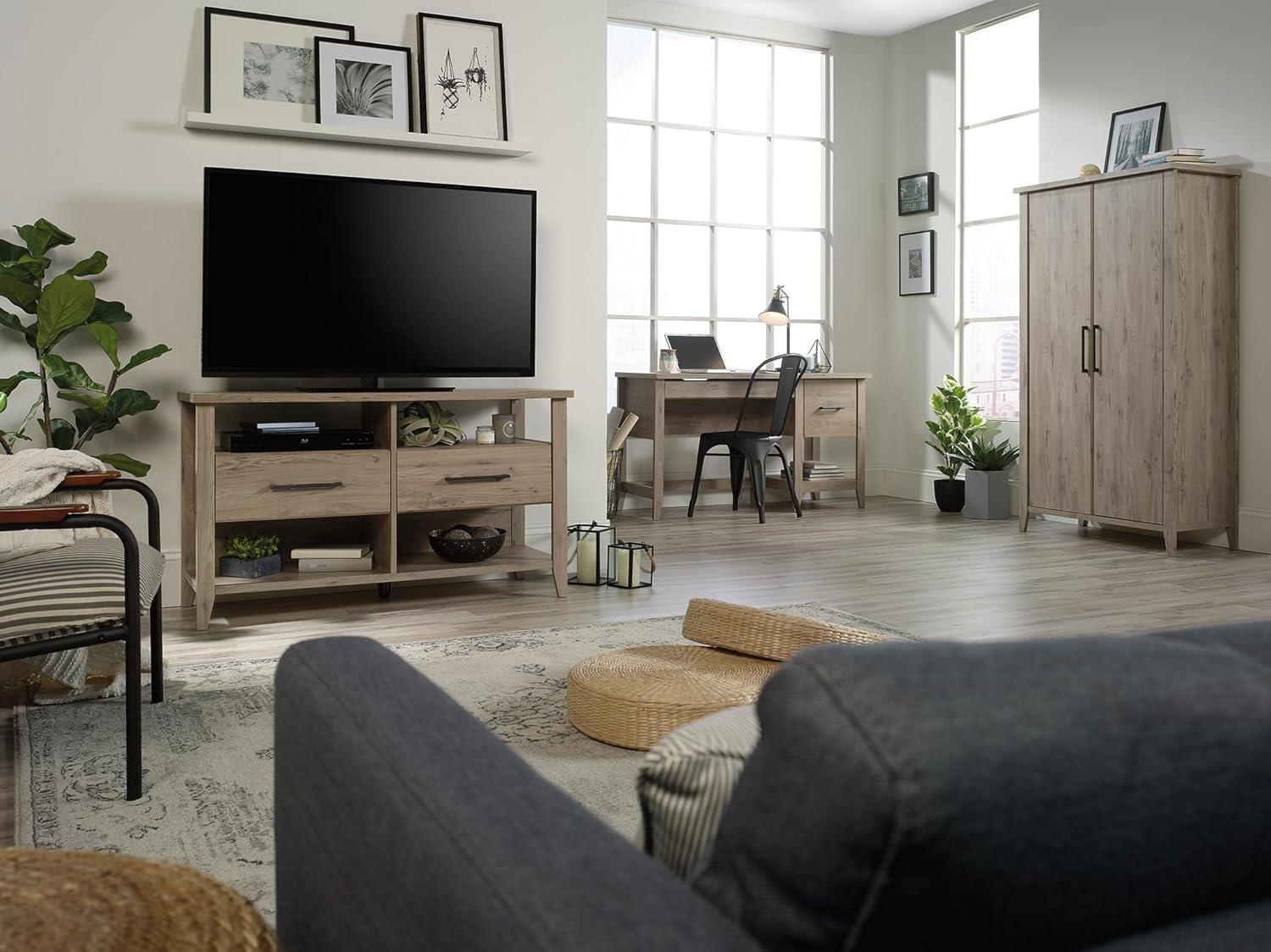 Sauder Summit Station Storage Cabinet Glacier Oak: Laminated MDF, 4 Adjustable Shelves, CARB Certified