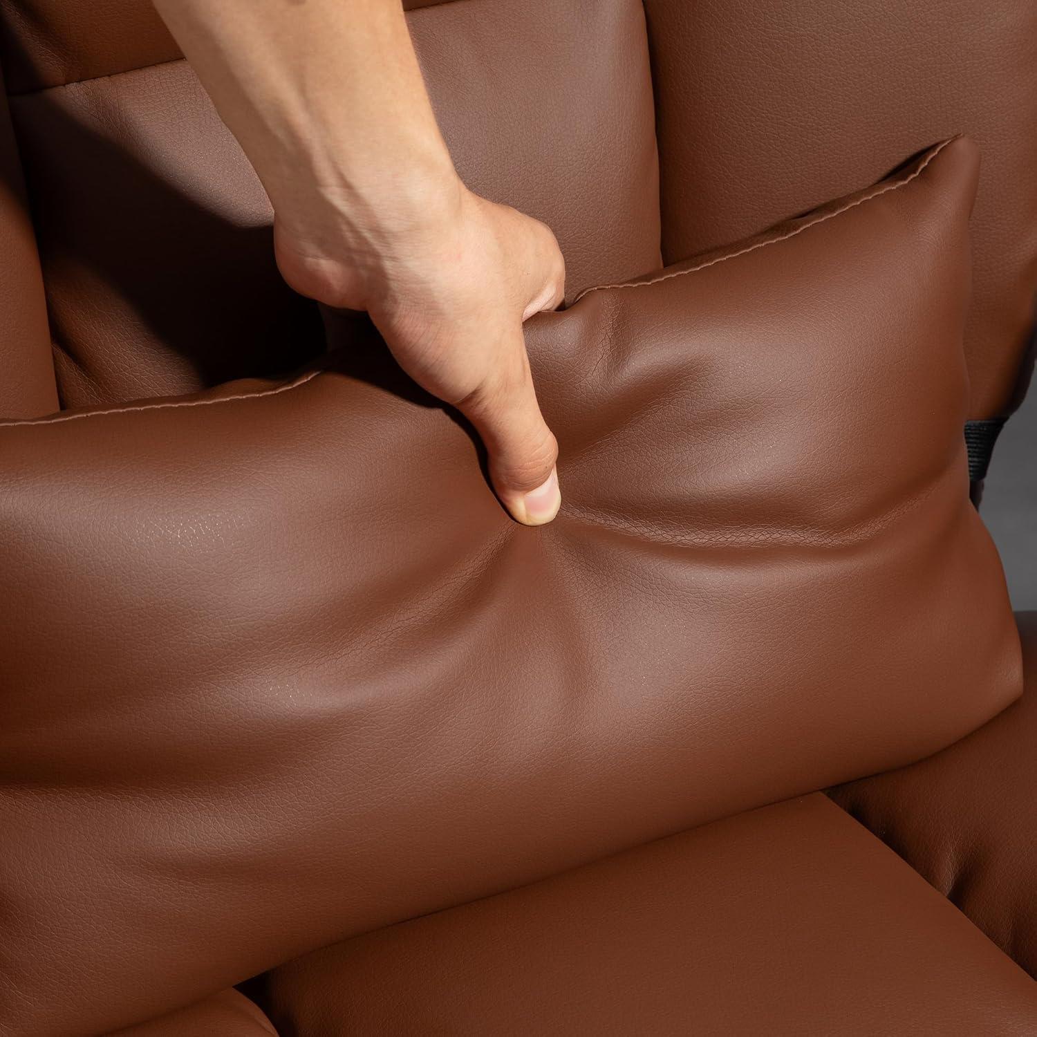 HOMCOM Executive Office Chair with Footrest and Lumbar Support, PU Leather Office Desk Chair, Ergonomic, Reclining and Swivel Chair, Brown