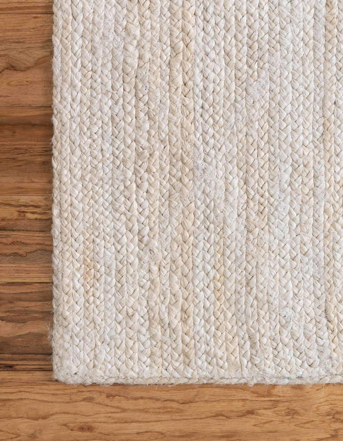 Unique Loom Braided Jute Collection Area Rug - Trellis (9'x 12' 2" Rectangle, Ivory and Black/ Black)