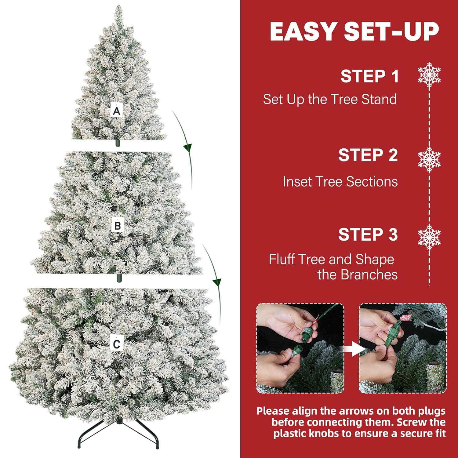 Home Accents Holiday 6.5 Ft. Pre-Lit LED Festive Pine Flocked Artificial Christmas Tree
