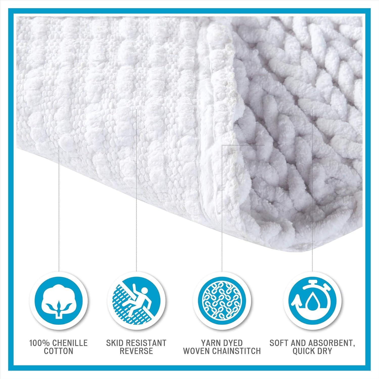 Lasso 100% Cotton Chenille Chain Stitch Non-Slip Bath Rug