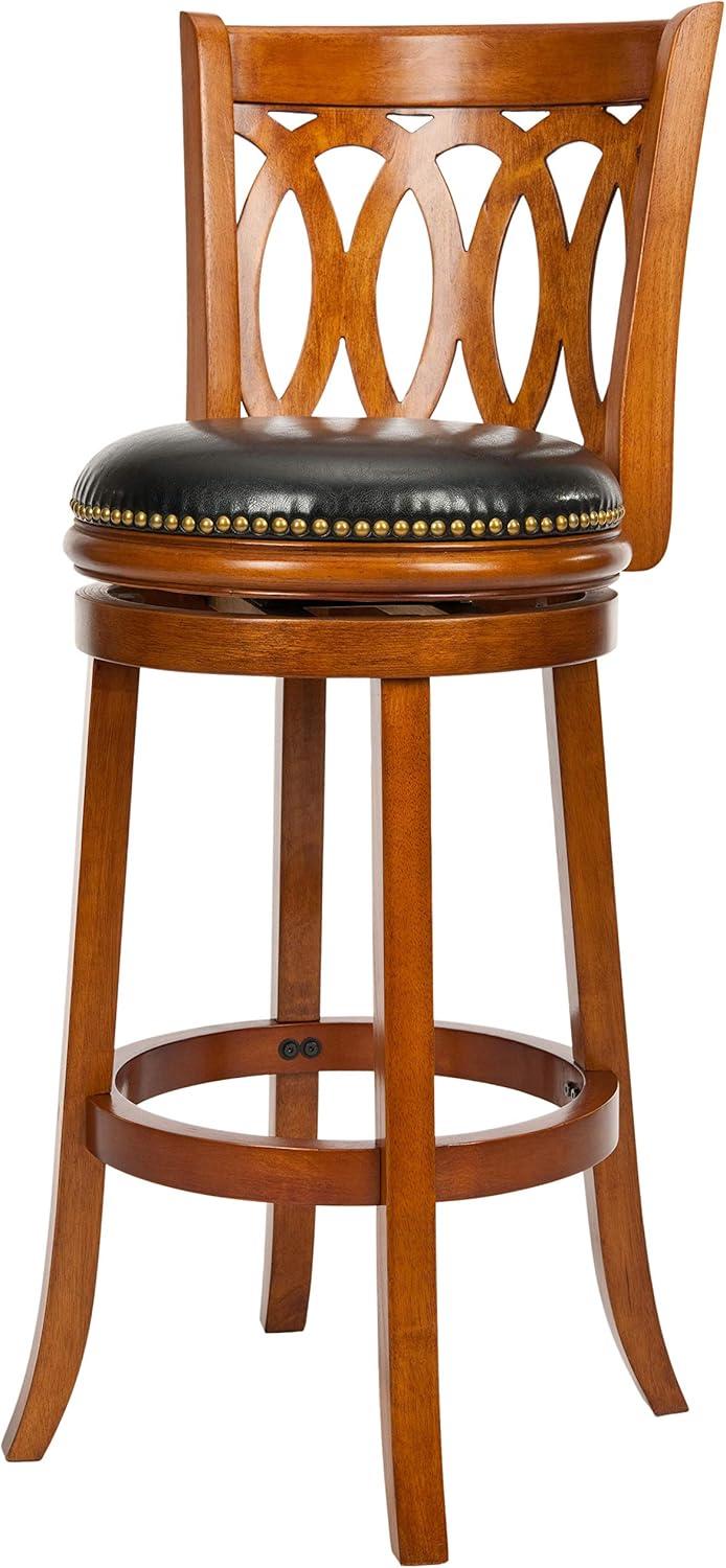 Baldwin Swivel Bar Stool - Dark Oak/Black - Safavieh