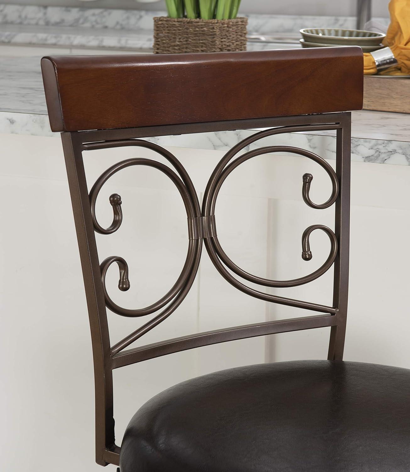 Bronze & Brown Faux Leather High-Back Swivel Counter Stool