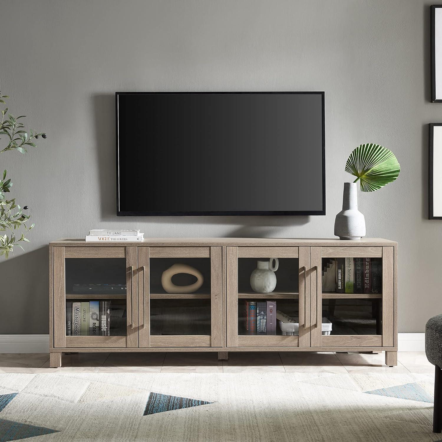 Evelyn&Zoe Quincy Rectangular TV Stand for TV's up to 75", Antiqued Gray