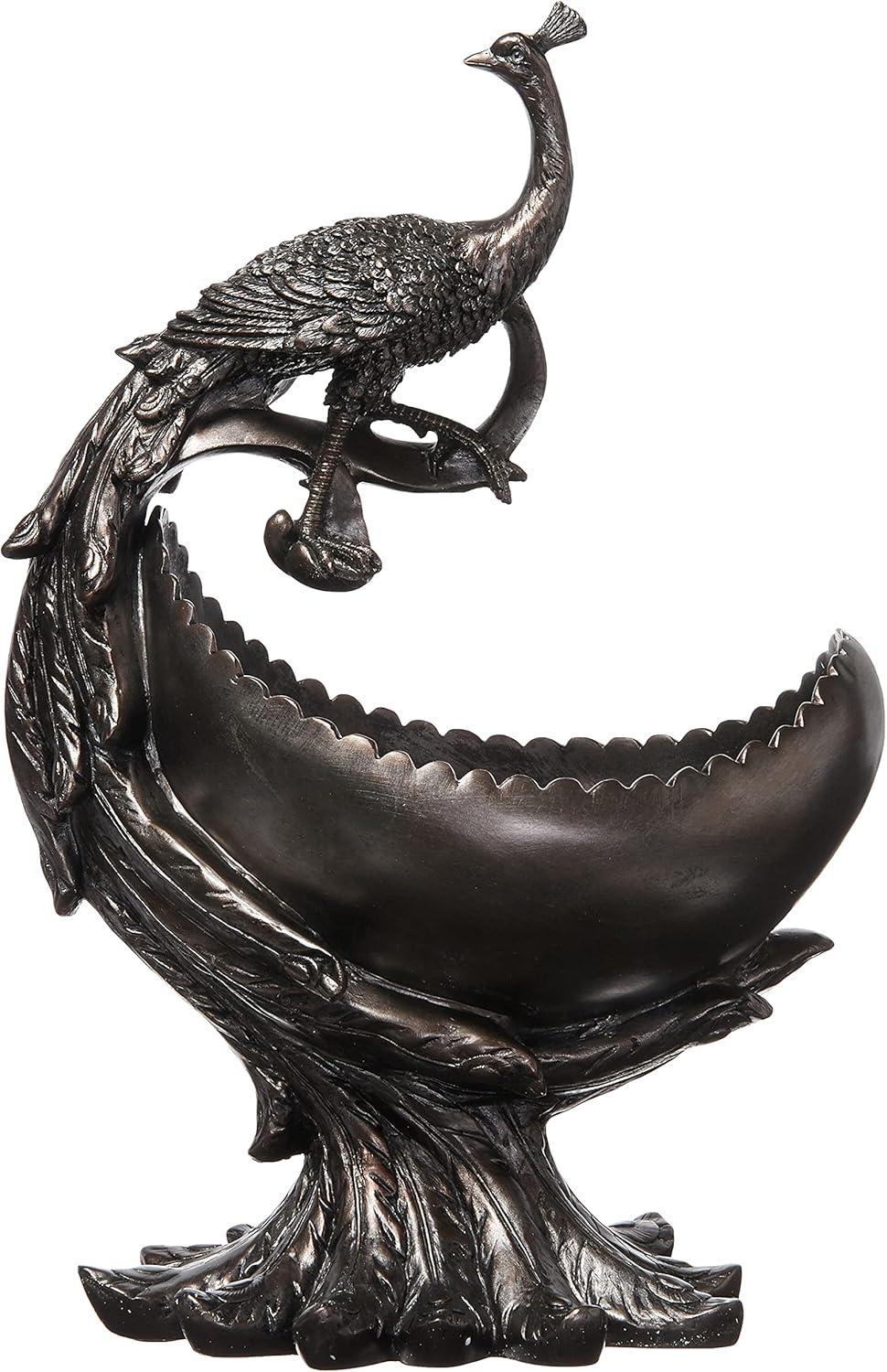 Peacock's Bounty 20" Resin Centerpiece Bowl in Dark Bronze