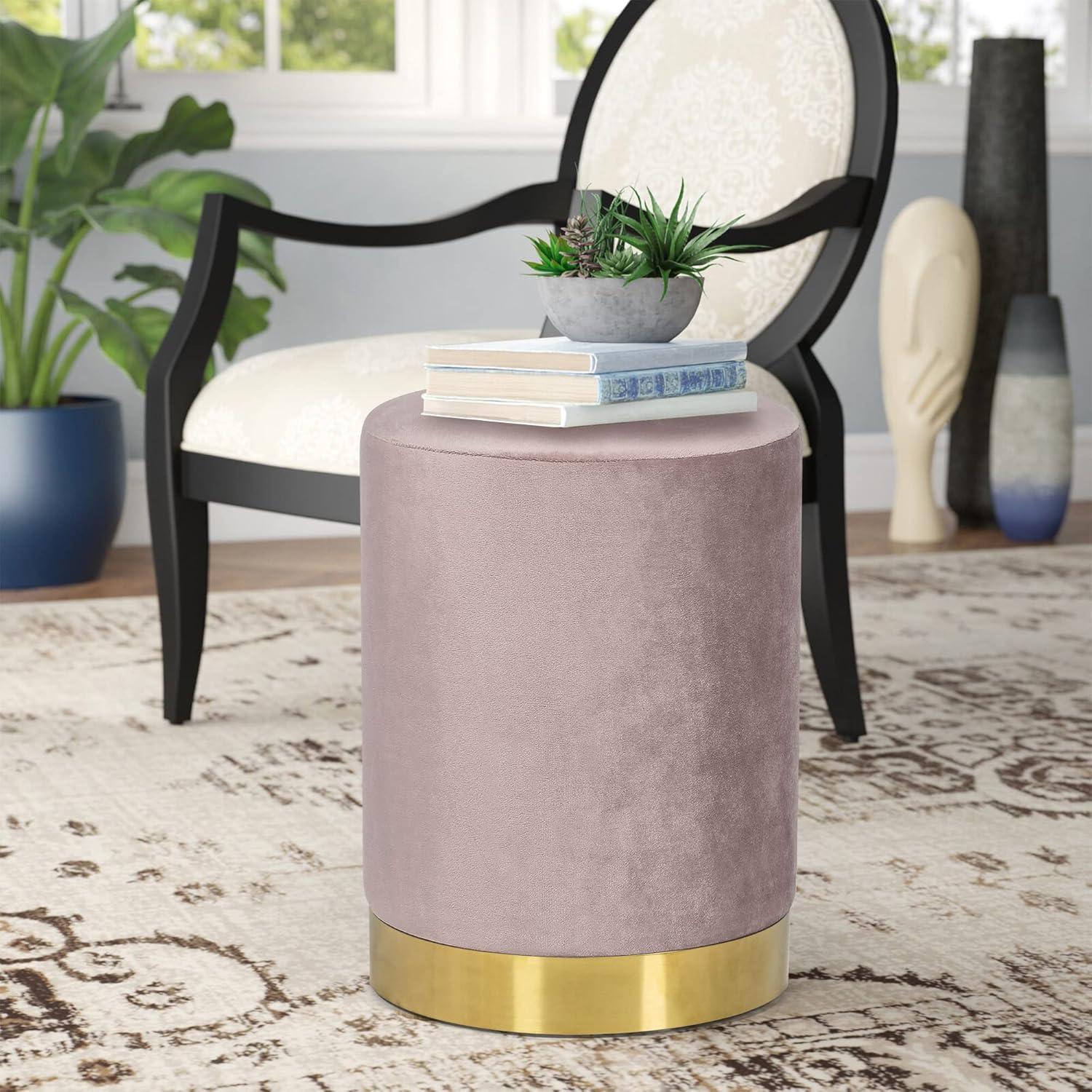 Adore Decor Adele Modern Tufted Velvet Ottoman in Pink
