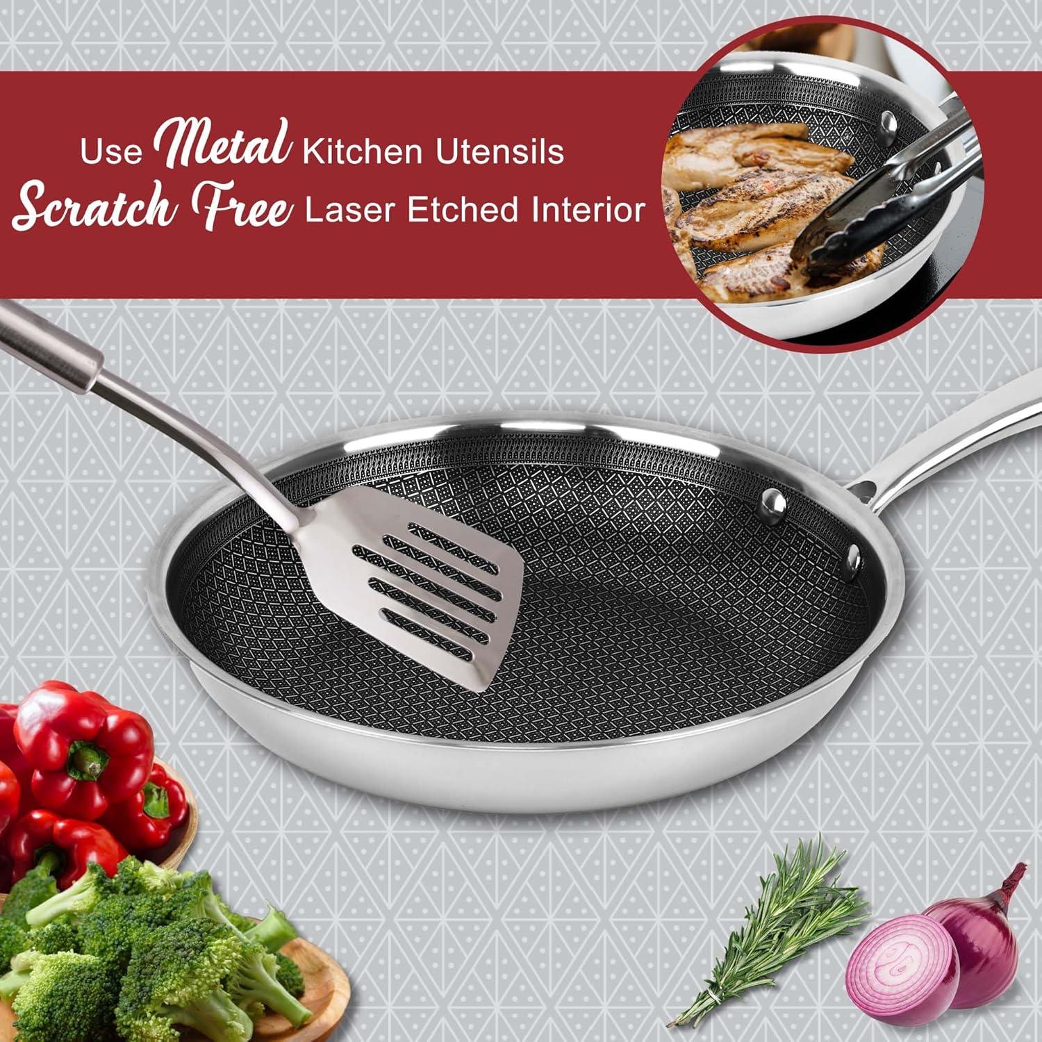 Brentwood 3-Ply Hybrid Non-Stick Stainless Steel Induction-Ready Frying Pan (11 In.)