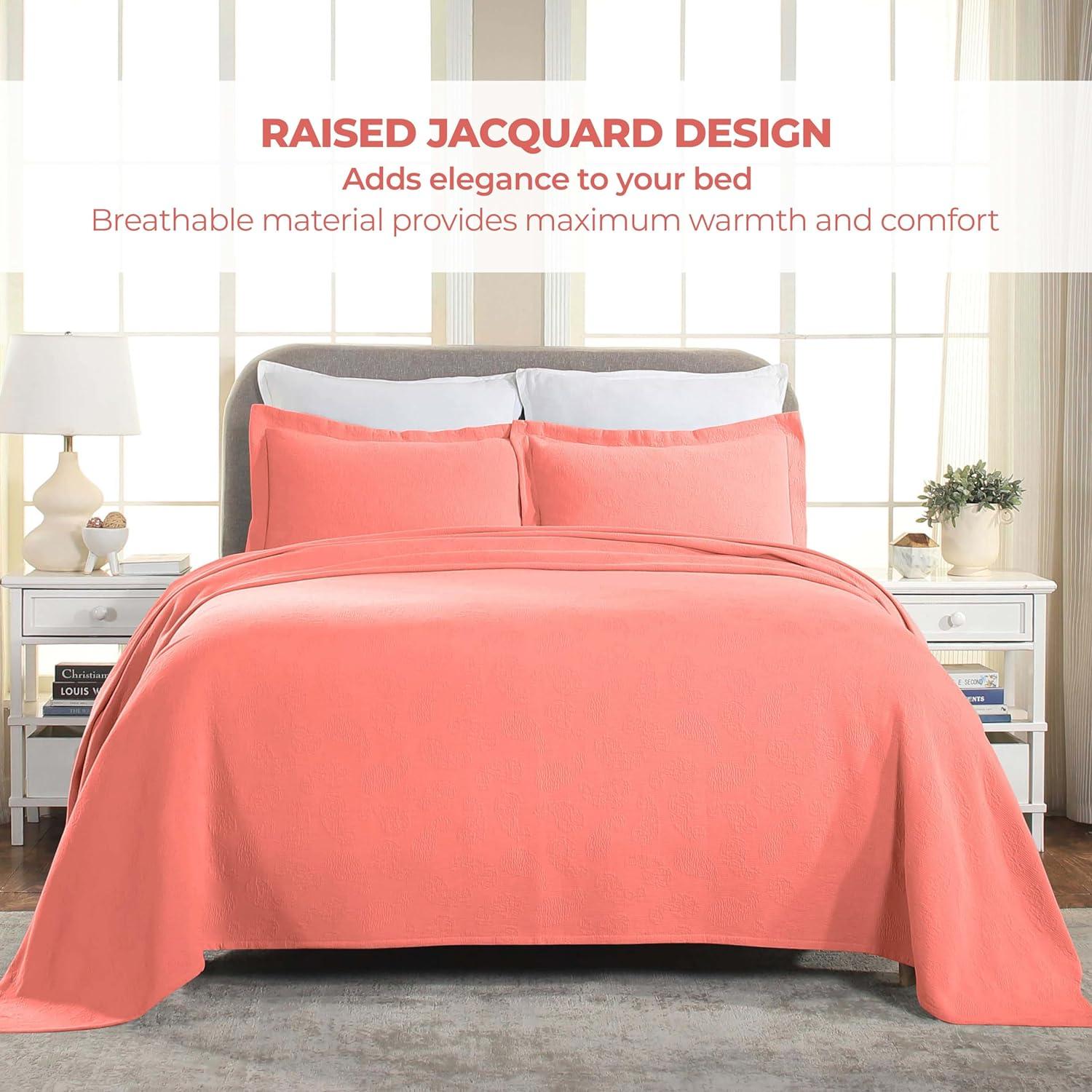 Coral Twin Cotton Paisley Bedspread Set