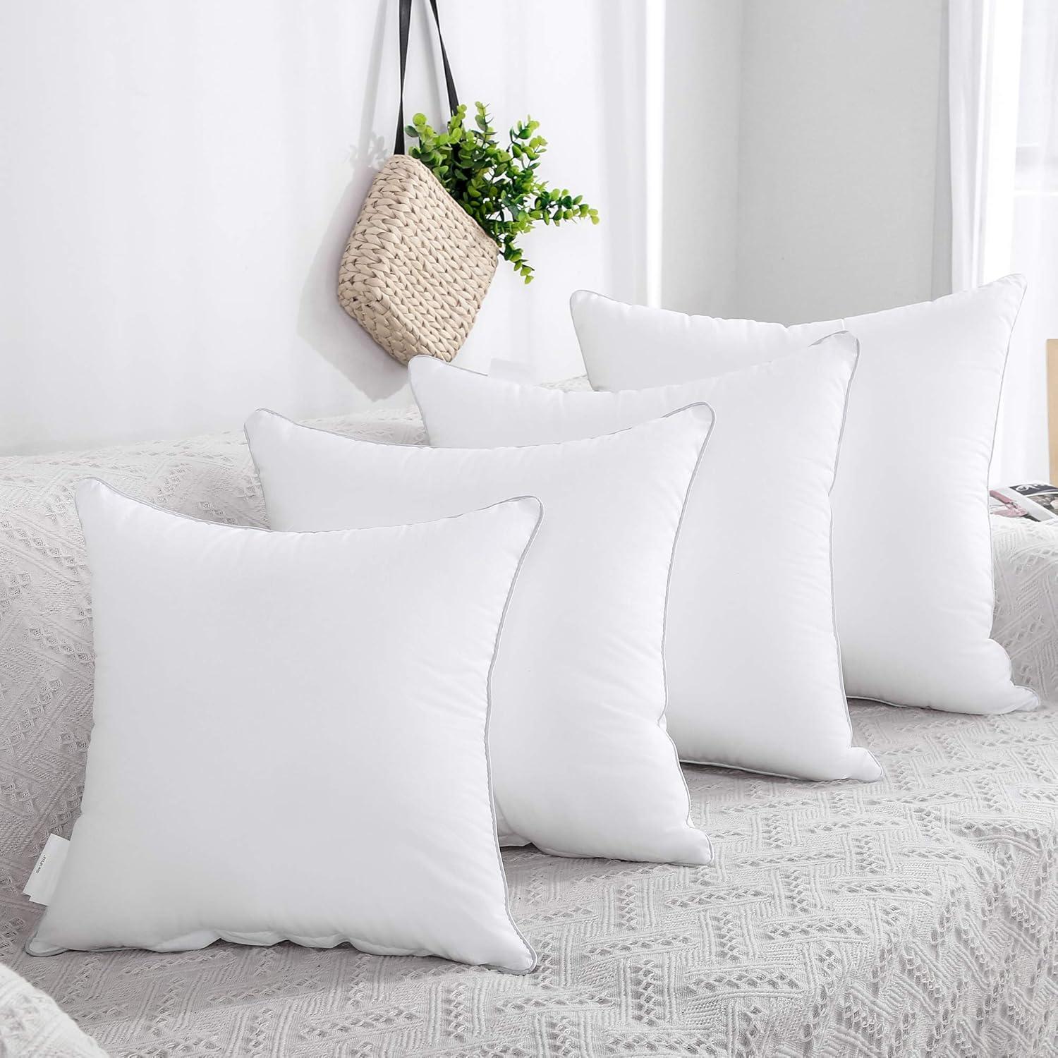 White 16 x 16 Cotton Throw Pillow Inserts with Hypoallergenic Fiber