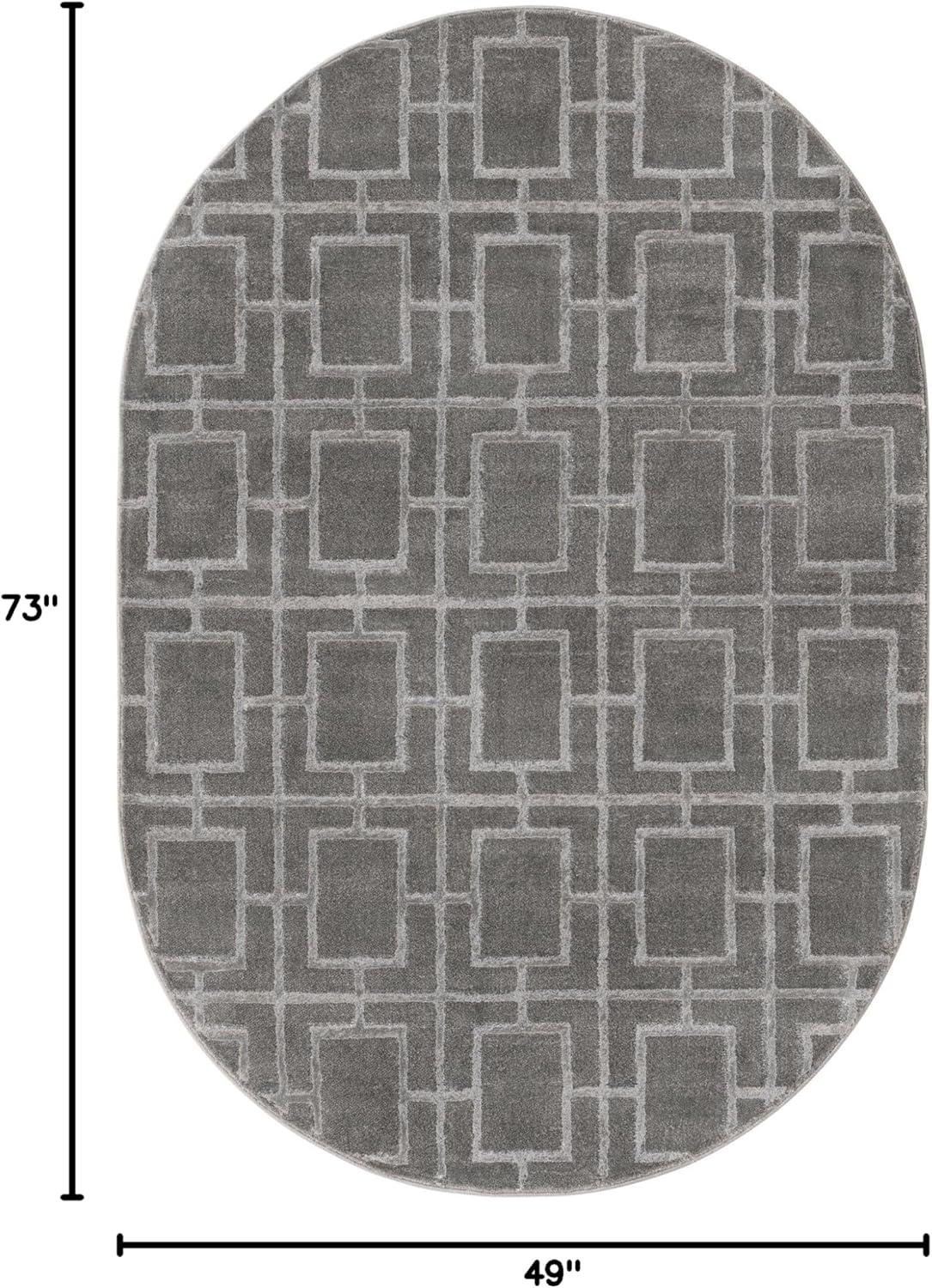 Glam Geometric Gray Silver Area Rug