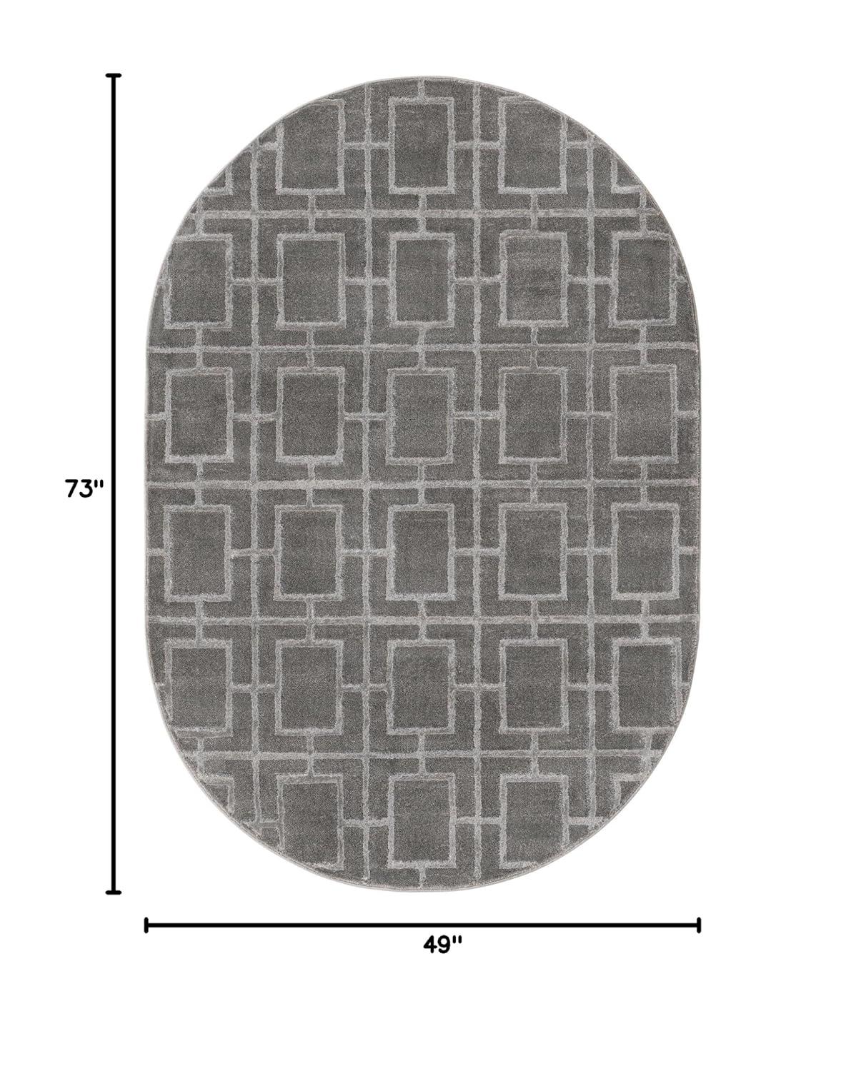 Glam Geometric Gray Silver Area Rug