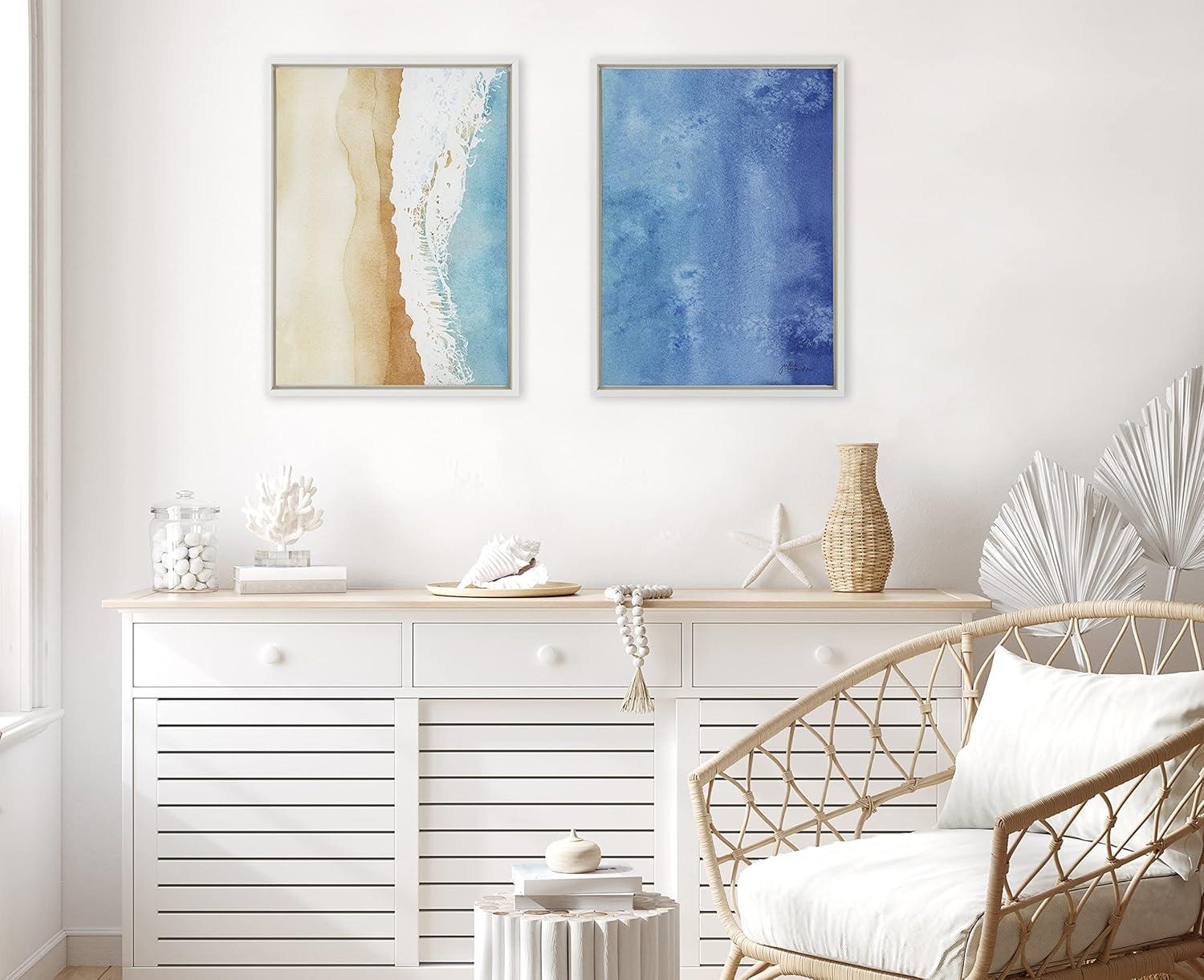 Kate and Laurel Sylvie Ocean Wake 1 and 2 Framed Canvas by Julie Maida, 2 Piece 18x24, White