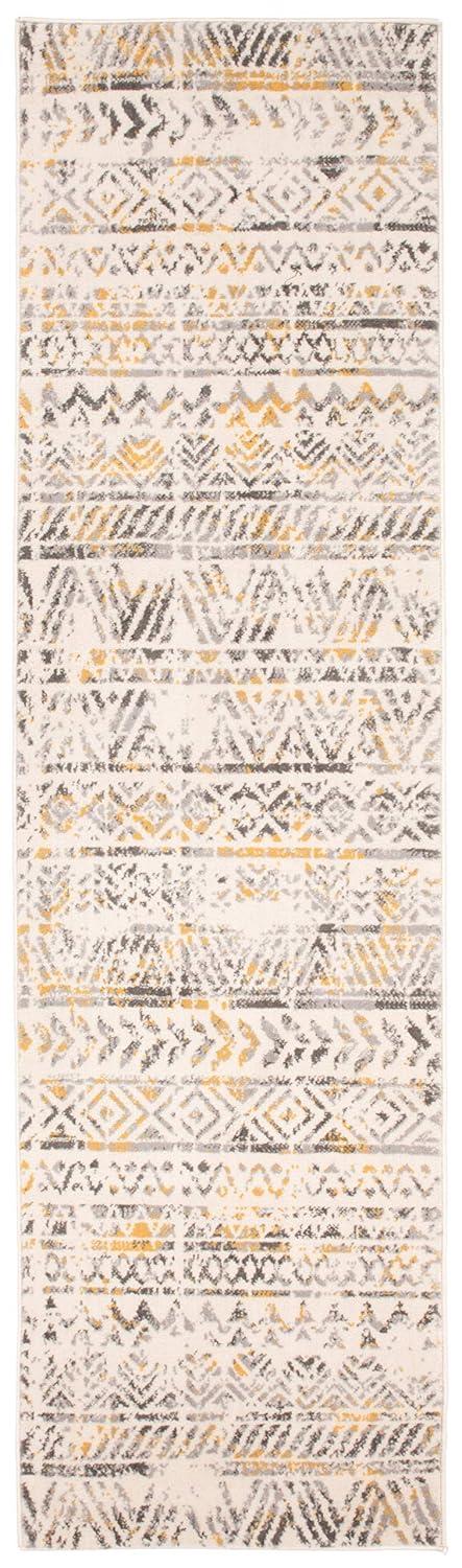 World Rug Gallery Geometric Distressed Bohemian Yellow 2' x 7' Runner Rug