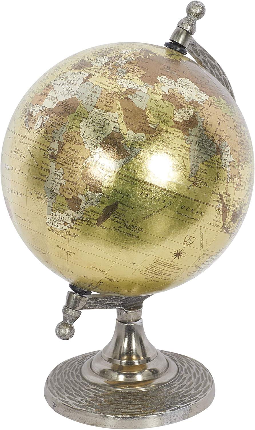 Elegant Traditional Brown Aluminum Globe, 7" x 10"