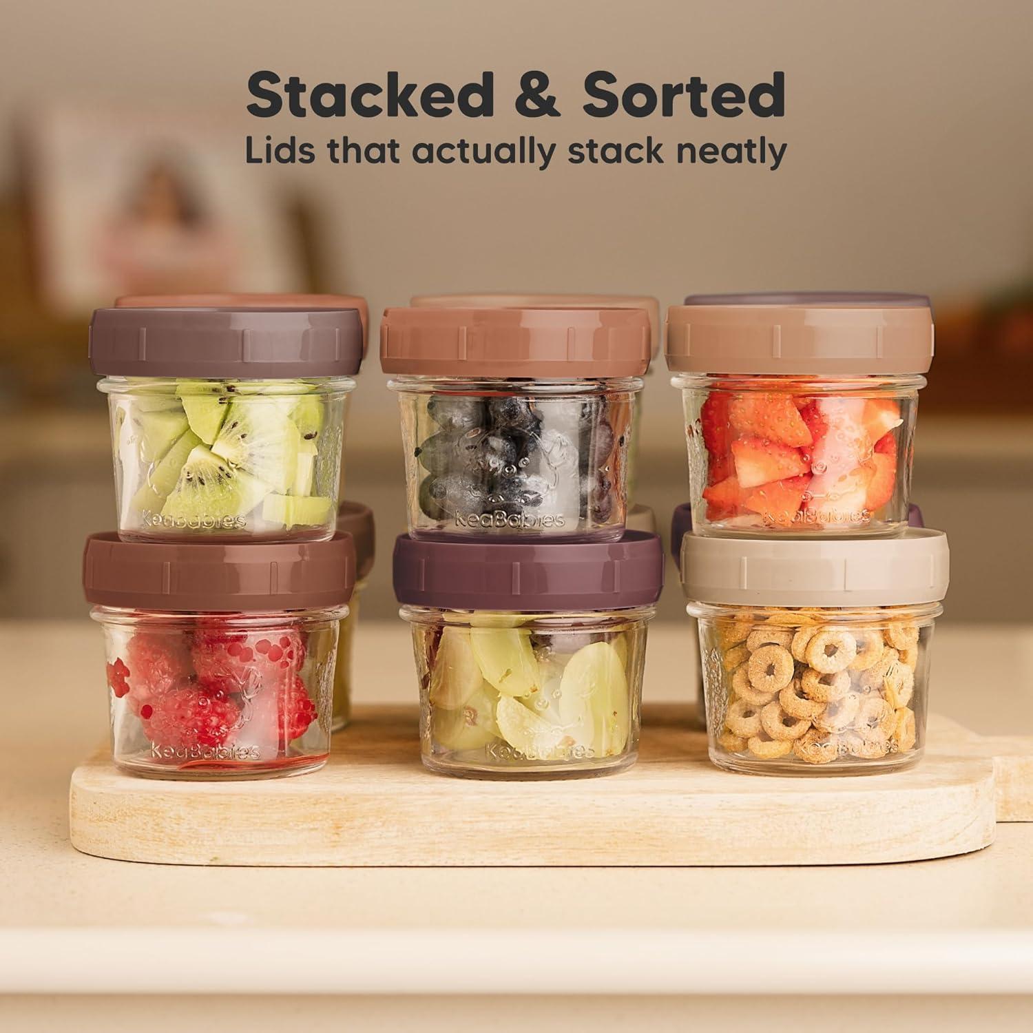 12pk Prep Baby Food Storage Containers, 4 oz Leak-Proof, BPA Free Glass Baby Food Jars for Feeding  (Terracotta)