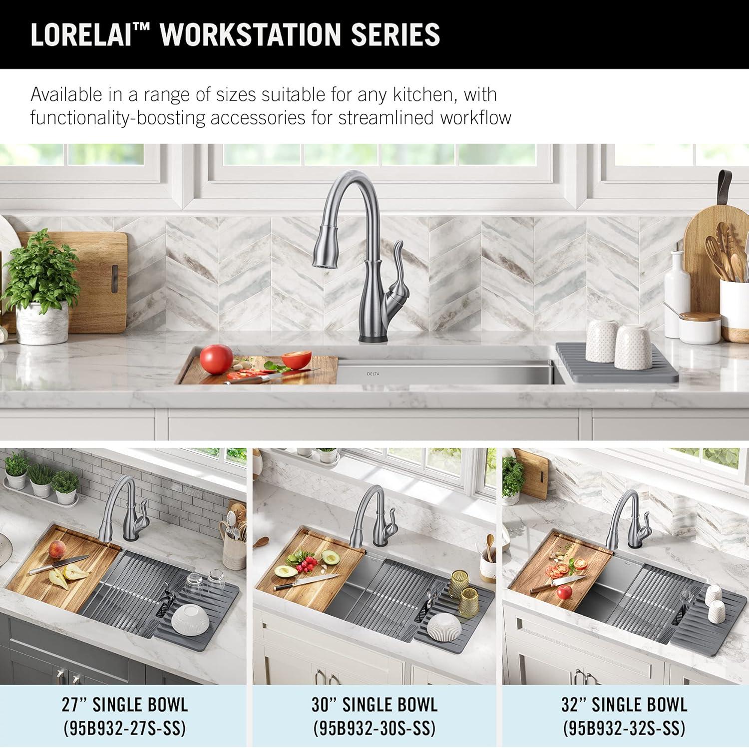 Delta Lorelai™ 32" LWorkstation Kitchen Sink Undermount 16 Gauge Stainless Steel Single Bowl