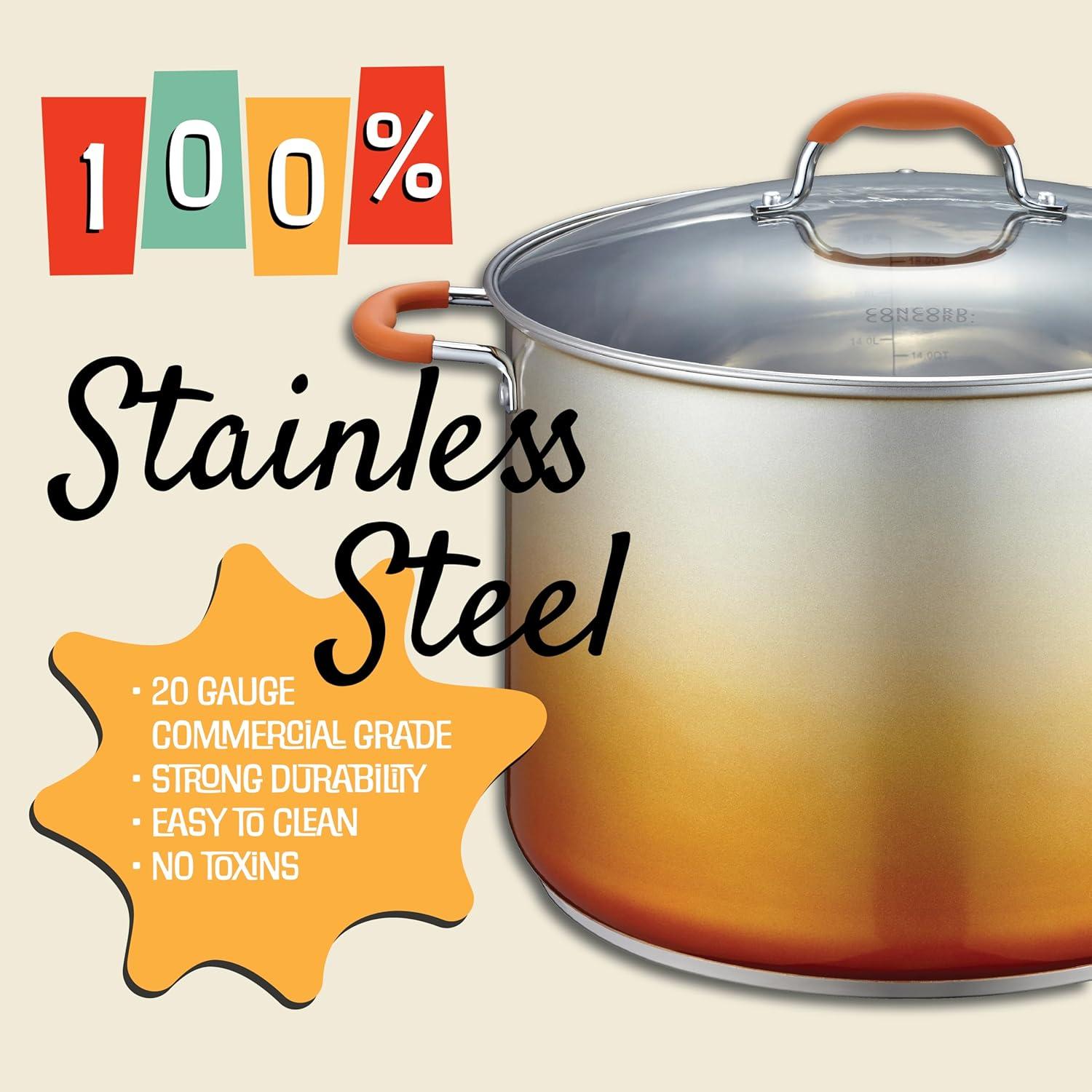 Concord Cookware Concord Cookware 20 Quarts Non-Stick Stainless Steel Stock Pot