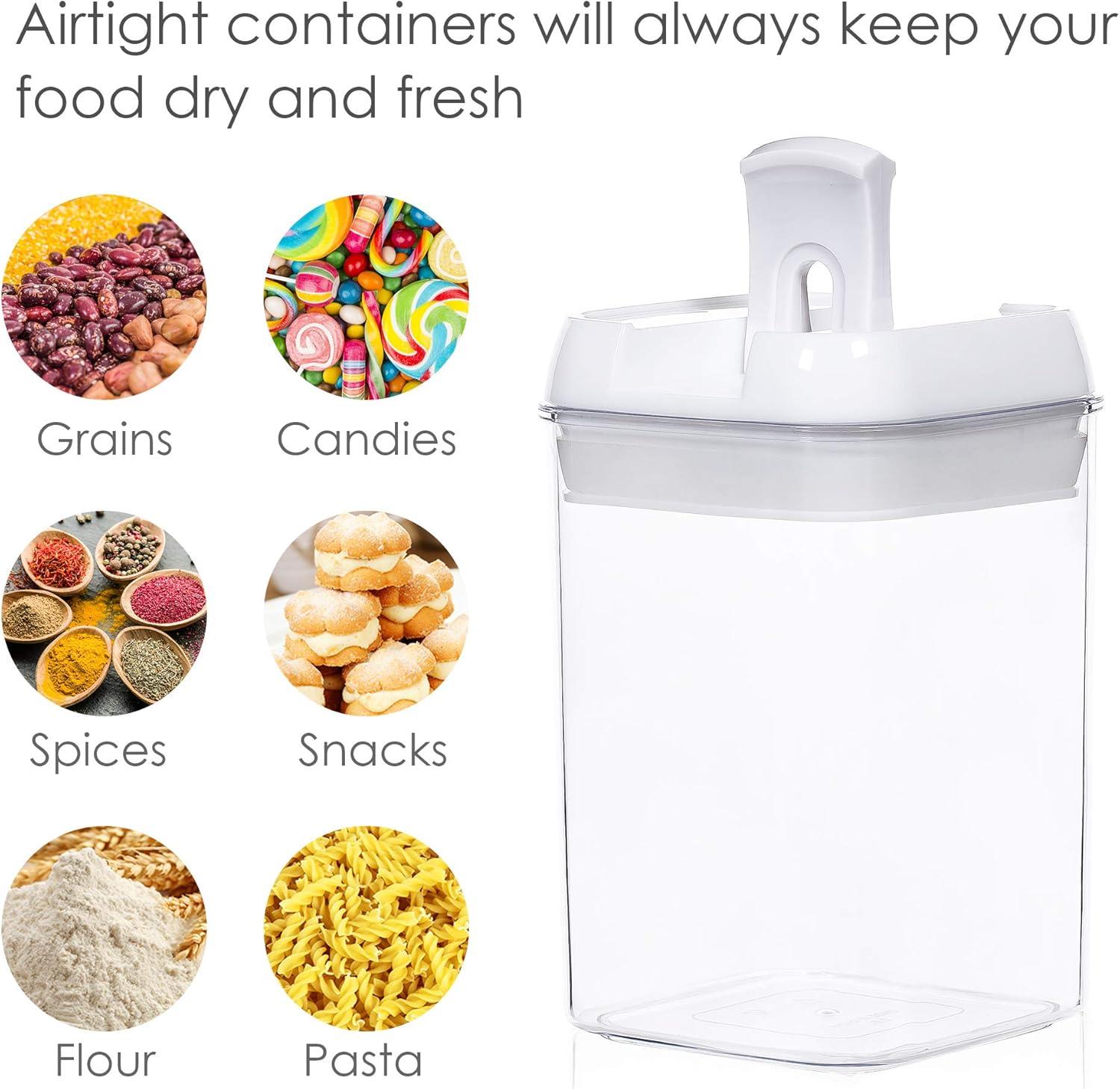 7 Pieces Airtight Food Storage Containers,  BPA Free Plastic Cereal Containers with Easy Lock Lids, for Kitchen Pantry Organization and Storage, with 10 Labels and 1 Marker Pen