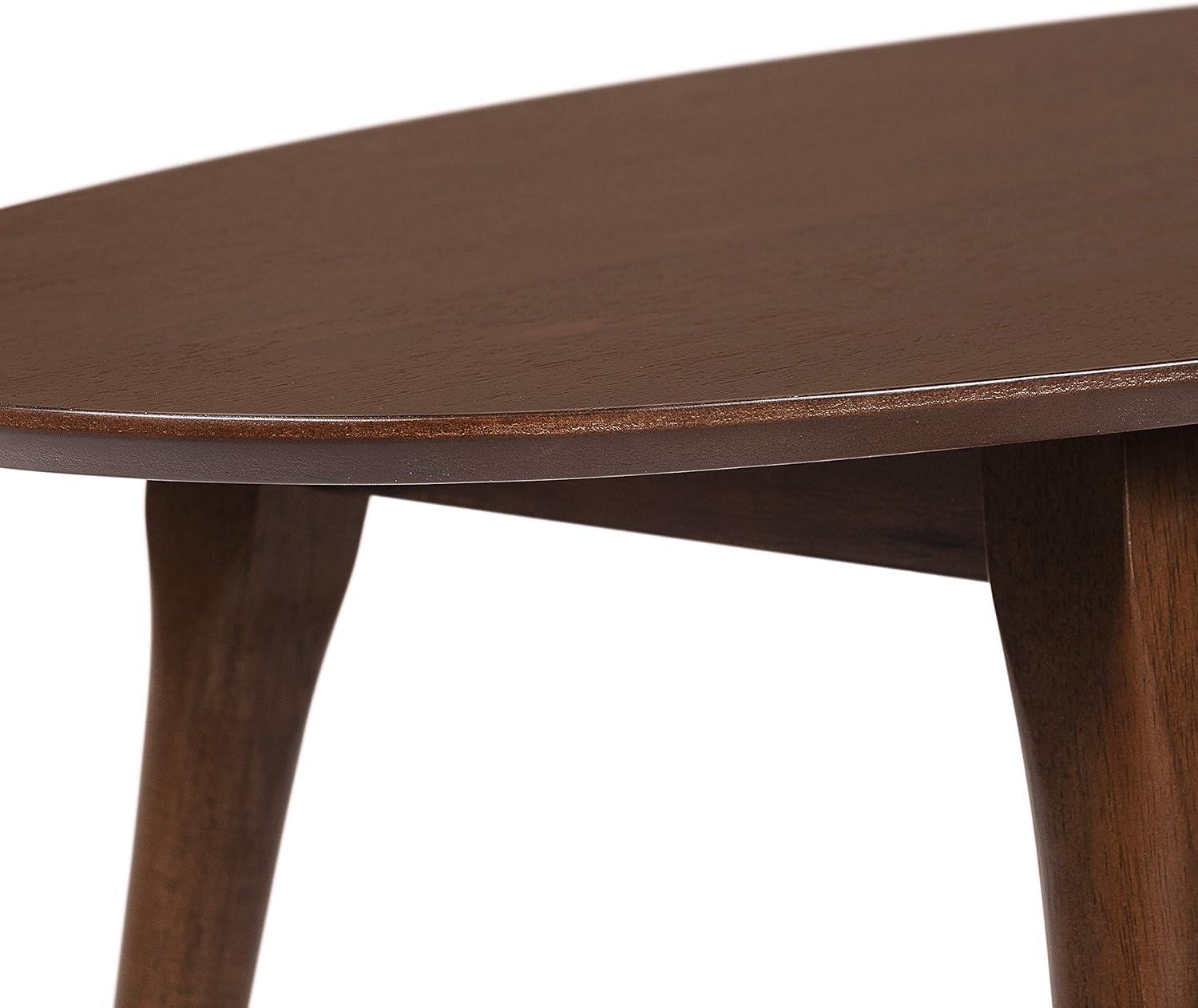 Walnut Brown Oval Wood and Metal Coffee Table with Storage