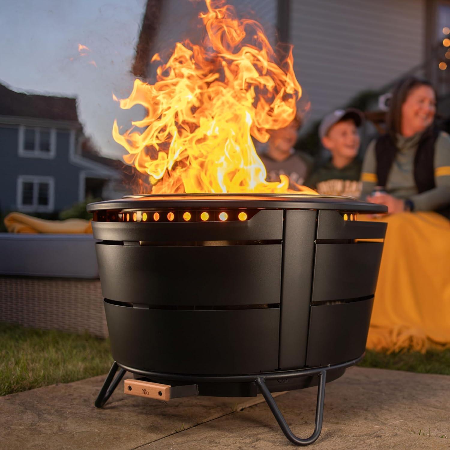 TIKI Brand 27.5 Inch Reunion Fire Pit Metal Black