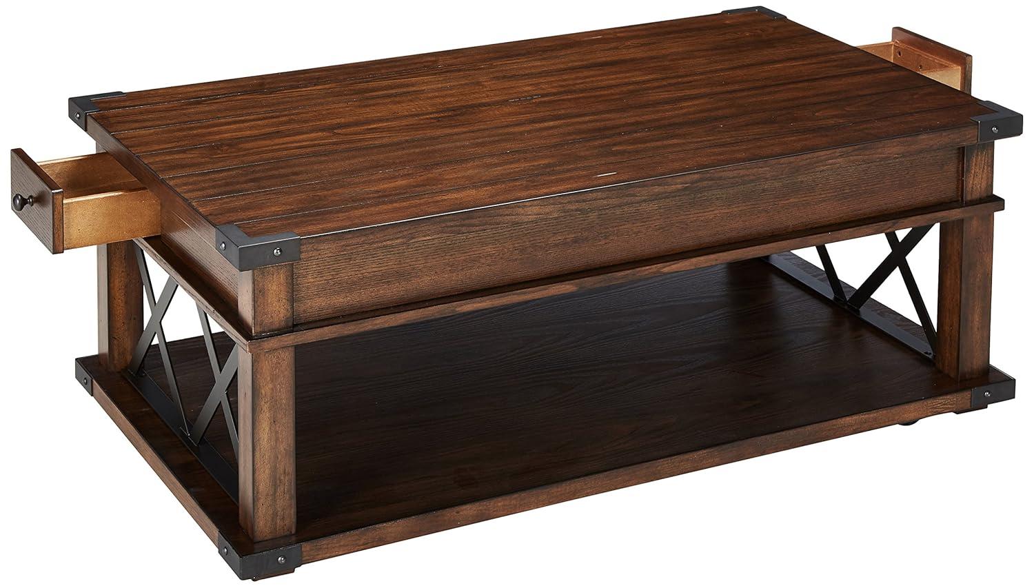 Progressive Furniture Landmark Castered Wood Coffee Table in Walnut Brown