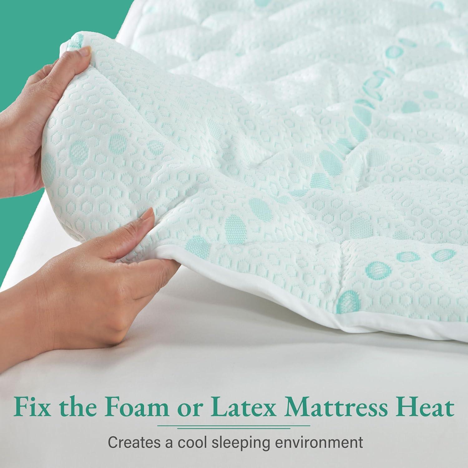 3-Zone Cooling Mattress Pad, Quilted Mattress Pad with Deep Pocket, Fits 8 - 20 Inch Mattress