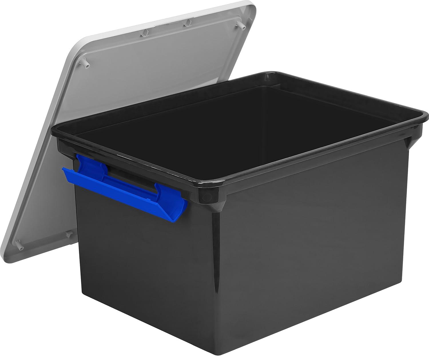 Portable File Tote with Locking Handle Storage Box