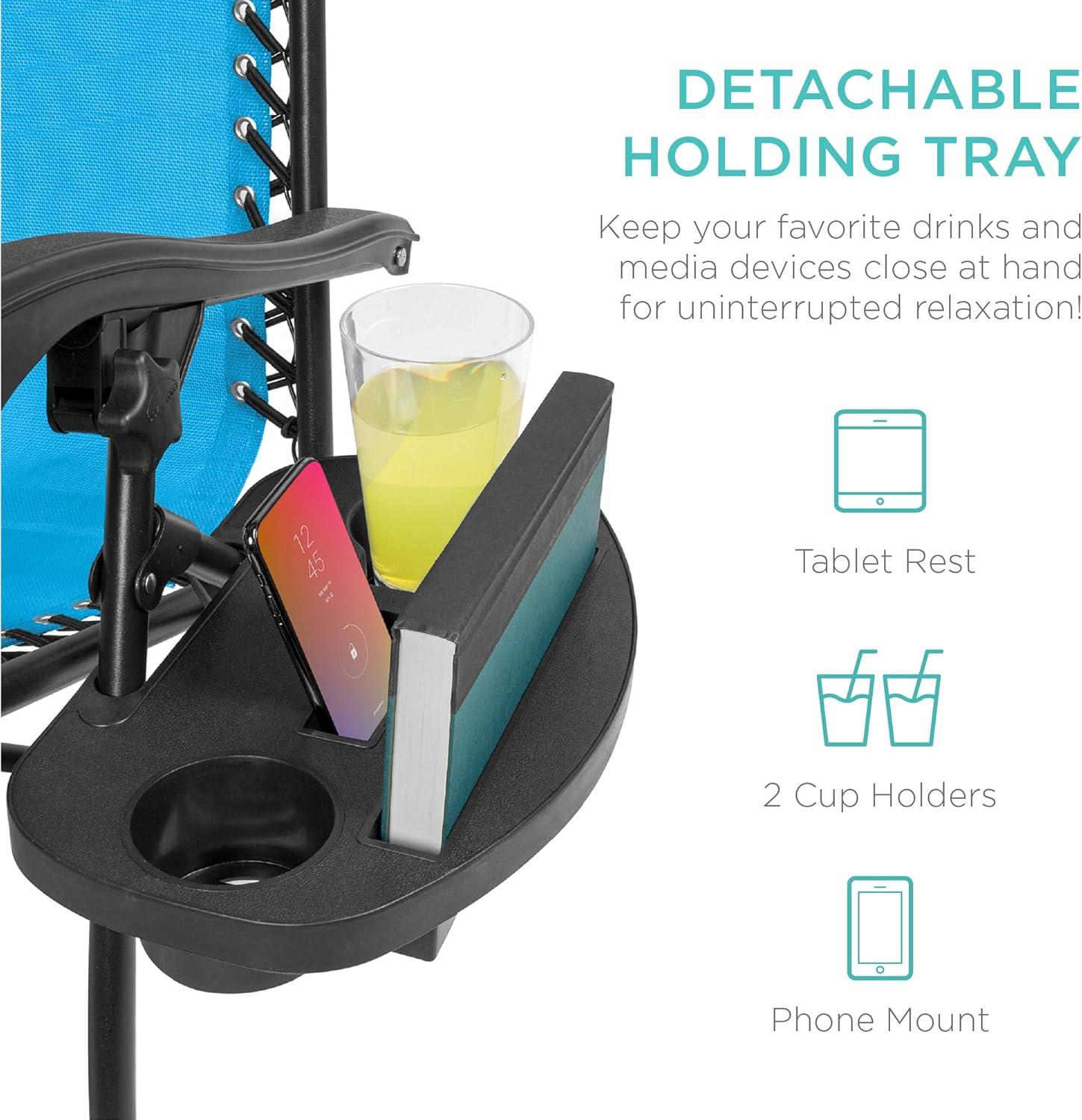 Best Choice Products Set of 2 Zero Gravity Lounge Chair Recliners for Patio, Pool w/ Cup Holder Tray - Light Blue