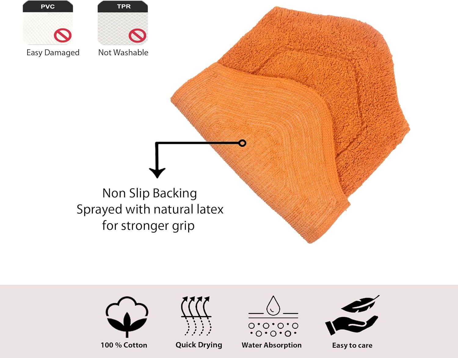 Terracotta Cotton Plush 30" Round Bath Rug with Non-Slip Backing