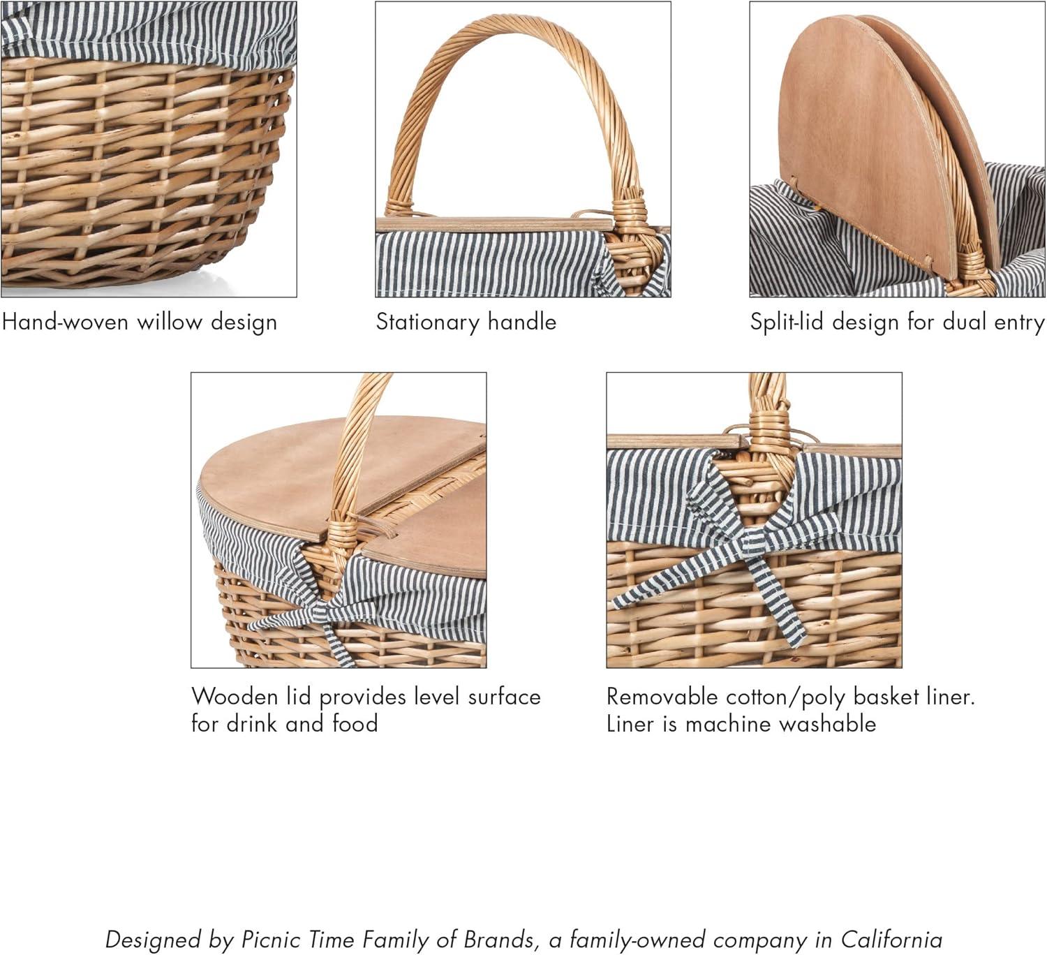 Country Vintage Wicker Picnic Basket for 2