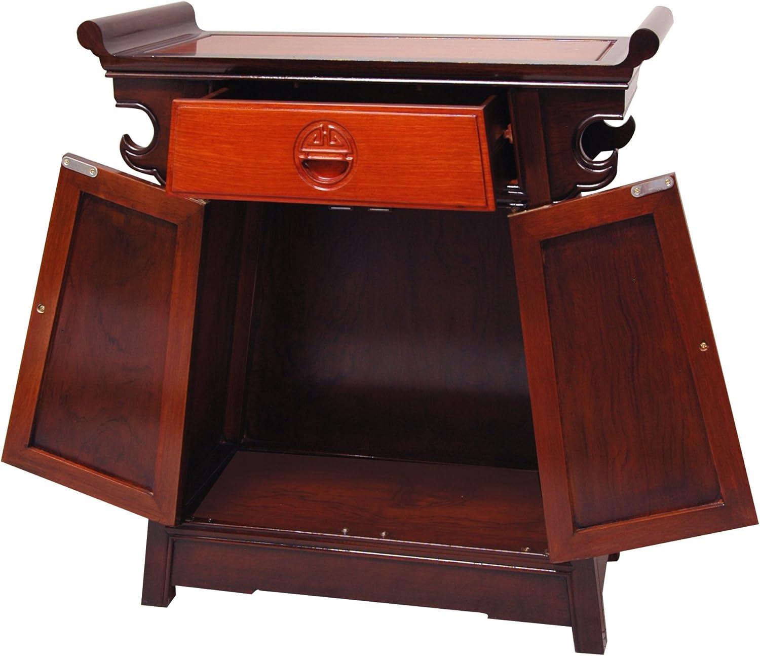 Oriental Furniture Rosewood Altar Cabinet, Two-Tone, 27.50"H